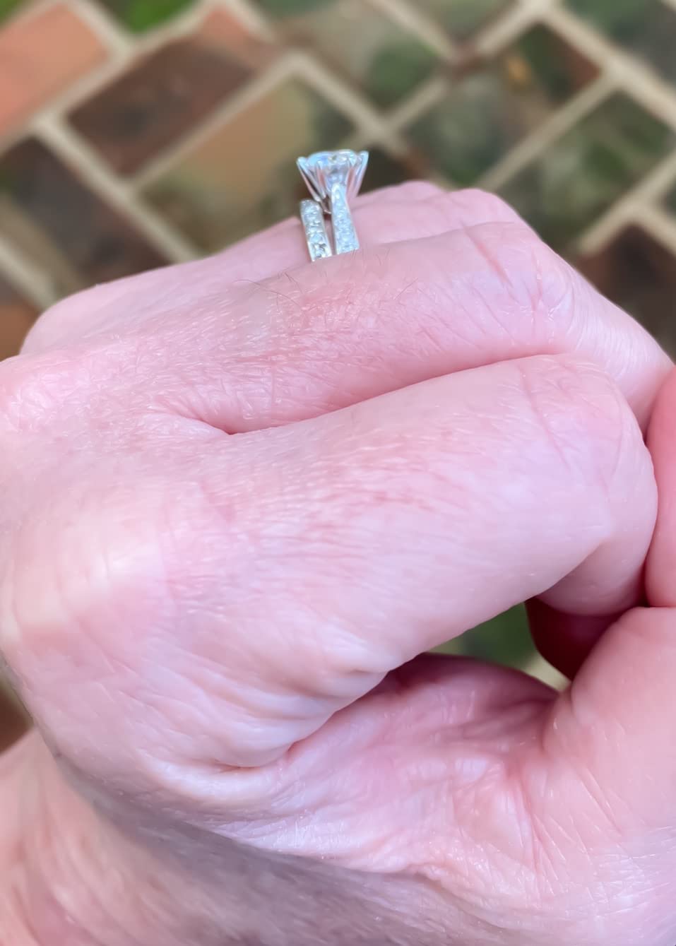 14k white gold 1.0 CT Classic 6-Prong Simulated Diamond Engagement Ring Graduated Side Stones Promise Bridal Ring customer photo 1