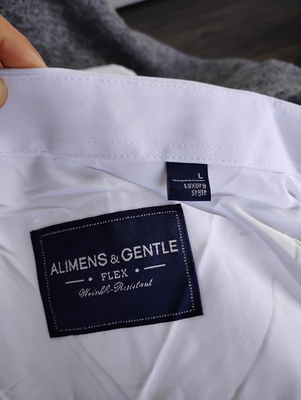 Alimens & Gentle Men's Dress Shirts Long Sleeve Wrinkle-Free Stretch Shirts Solid Formal Button Down Shirt with Pocket customer photo 2