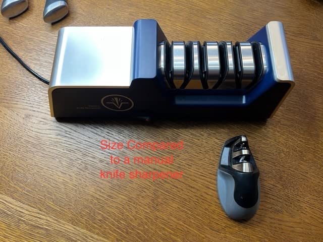 Homly Professional Electric Knife Sharpeners for Kitchen Knives with Diamond Abrasives and Precision Angle Guides, Multifunctional 3-Stage Slots, Applicable to Straight Knife and Ceramic Knife customer photo 1