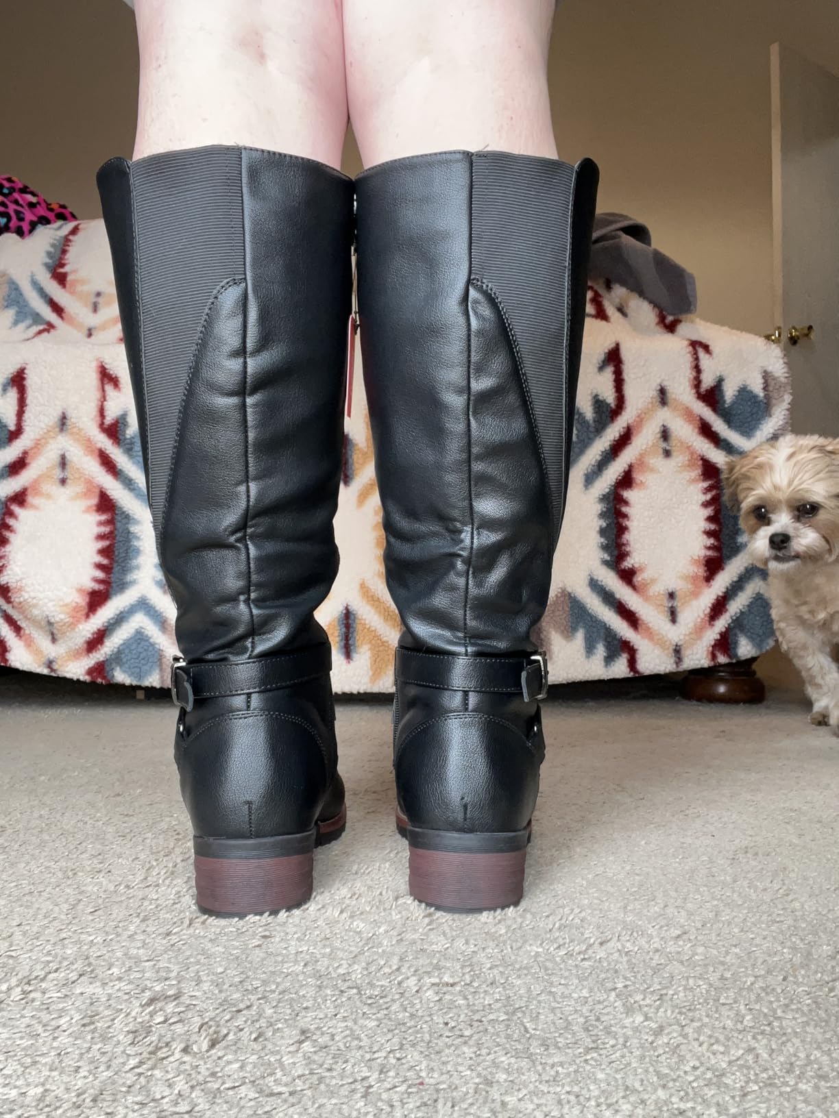 Knee High Boots for Women, Classic Tall Riding Boots Low Heel with Inside Zipper Works and Outside Zip Decorative customer photo 2