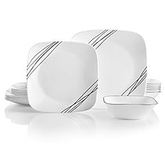 Corelle Vitrelle 18-Piece Service for 6 Square Dinnerware Set Triple Layer Glass and Chip Resistant, Lightweight Square Plates and Bowls Set, Pure White customer photo 1