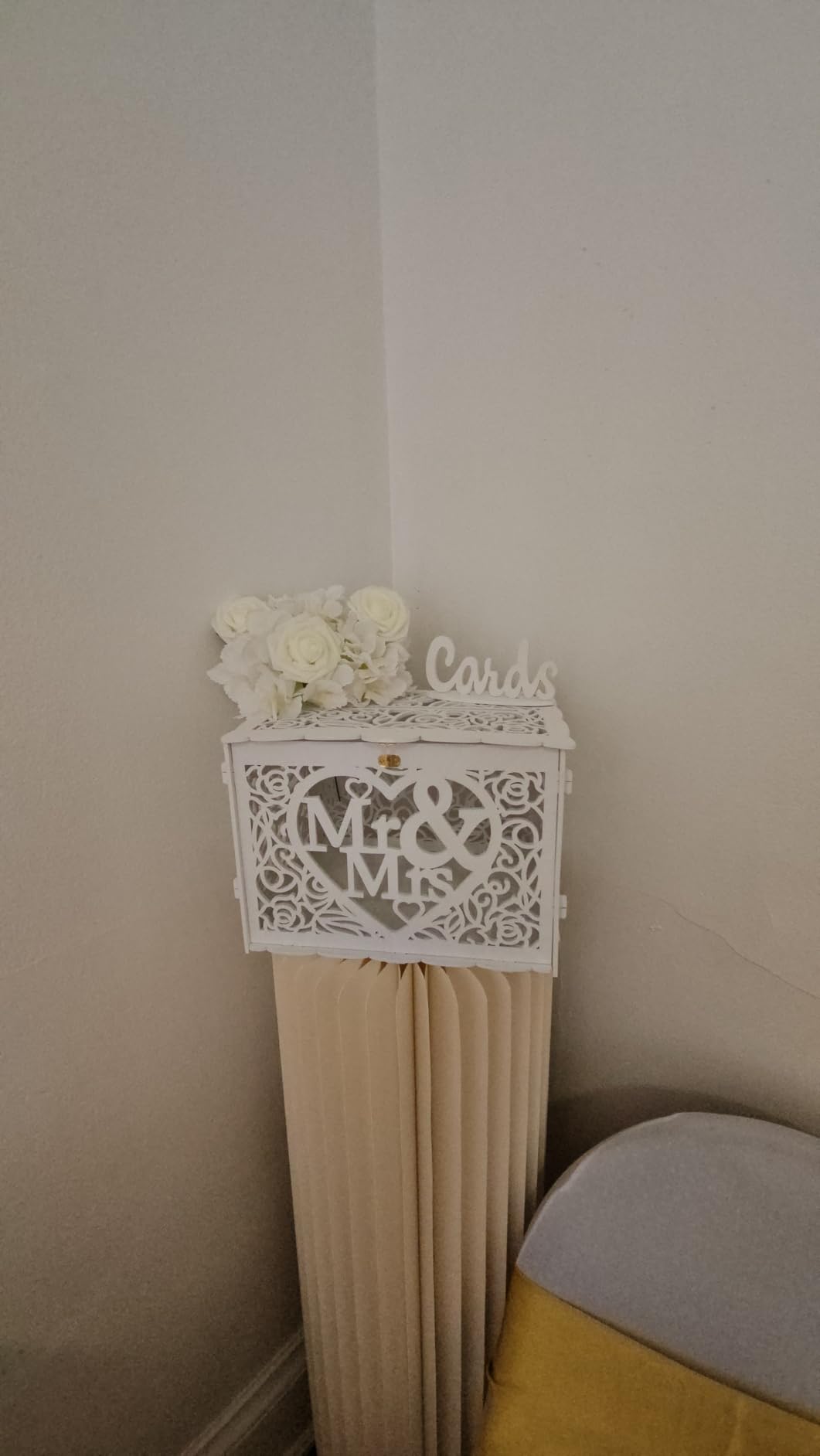 Jolik Wedding Money Box Holder with Sign, Large Rustic Wood Wooden DIY Envelop Gift Card Shadow Boxes with Lock Slot for Reception Anniversary Graduation Birthday Party (Mr & Mrs, White) customer photo 1