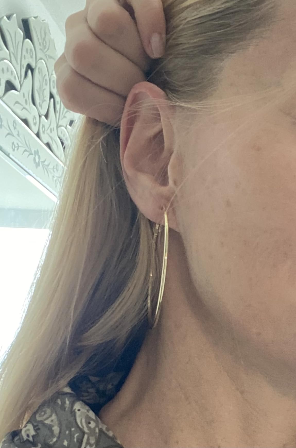 14K Gold Plated 925 Sterling Silver Post Hoops | Large Hoops Earring | Lightweight Gold Hoop Earrings for Women customer photo 2