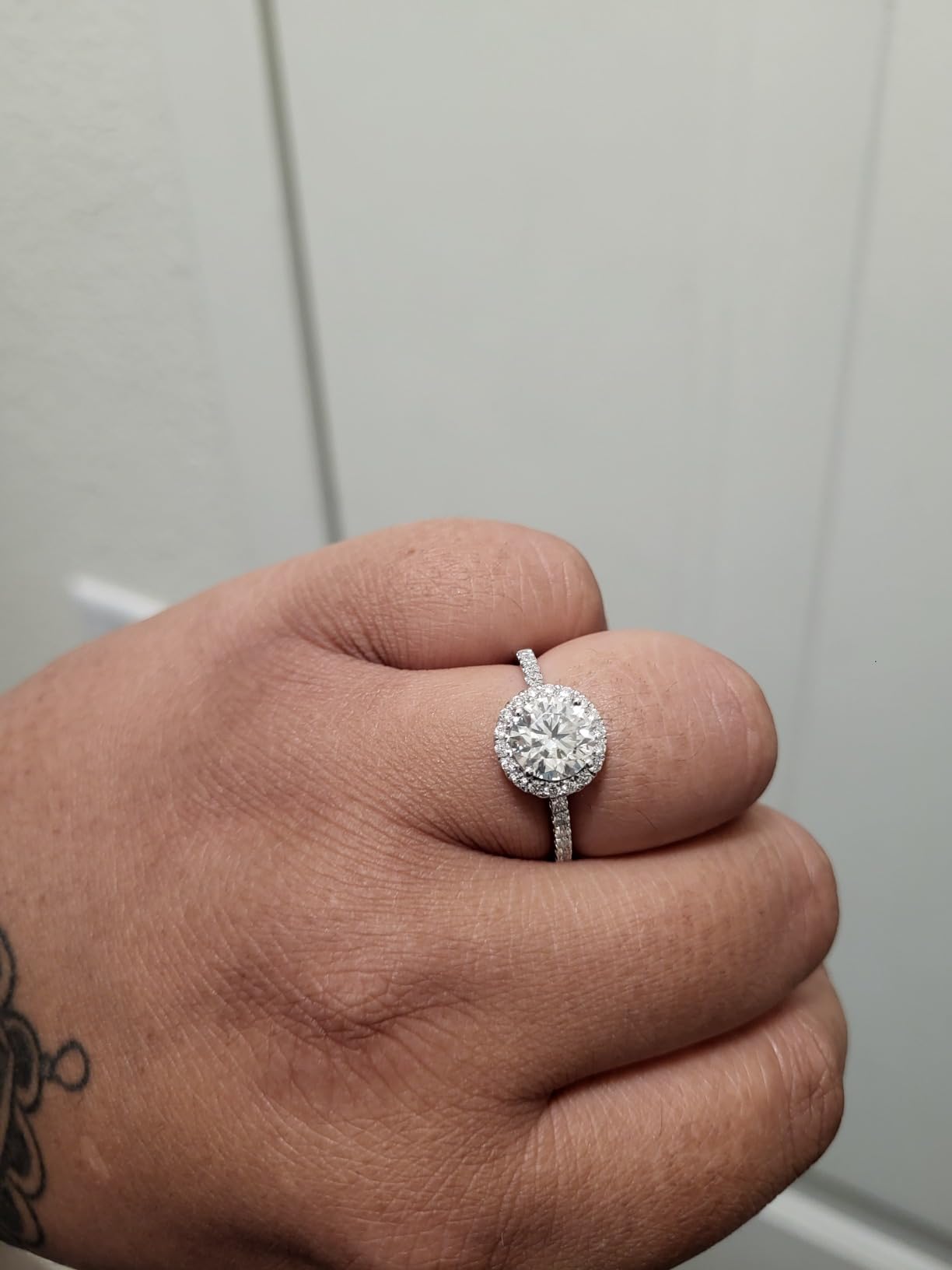 GLAM AND GEMS 1/2 Carat Lab Grown Diamond and 2 Carat Moissanite Engagement Ring for Women in 14k White/Yellow/Rose Gold (D-E, VS, cttw) Wedding Ring Size 5.5 to 8 (10) customer photo 1