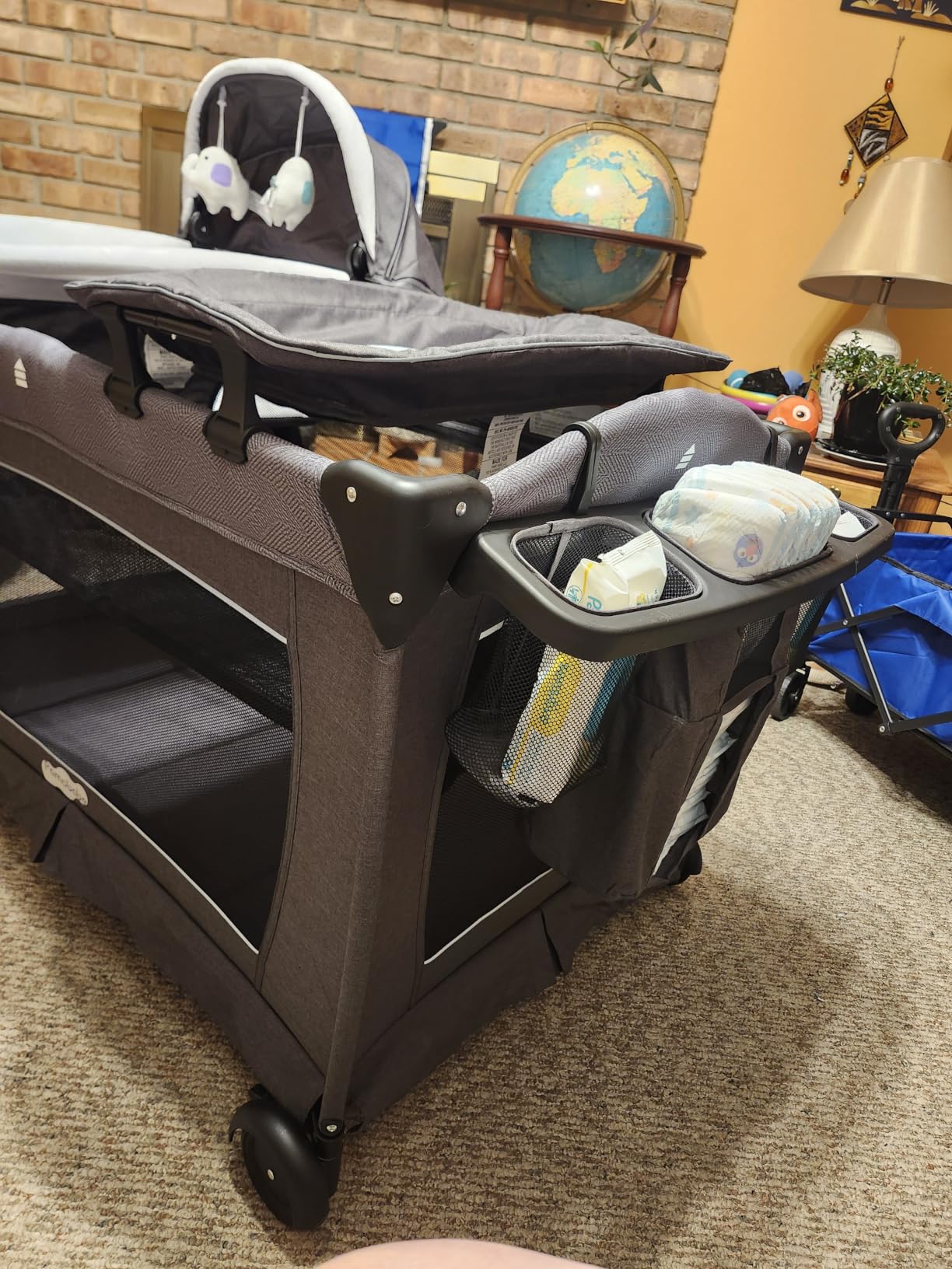 Pamo Babe Pack and Play 4-in-1 Baby Playard with Bassinet & Changing Table, Foldable Portable Playpen with Mattress, Nursery Center for Newborn to Toddler 0-36M customer photo 2
