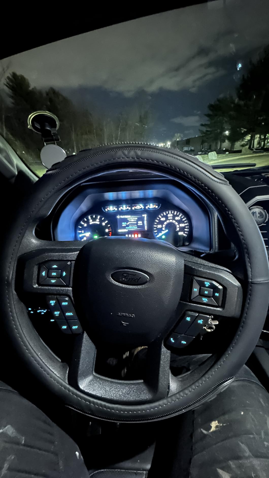 Yangday Leather Steering Wheel Cover for Ford F150 F250 F350, 15.5-16 inches Car Steering Wheel Cover with Anti-Slip Massage Particle (Black) customer photo 1
