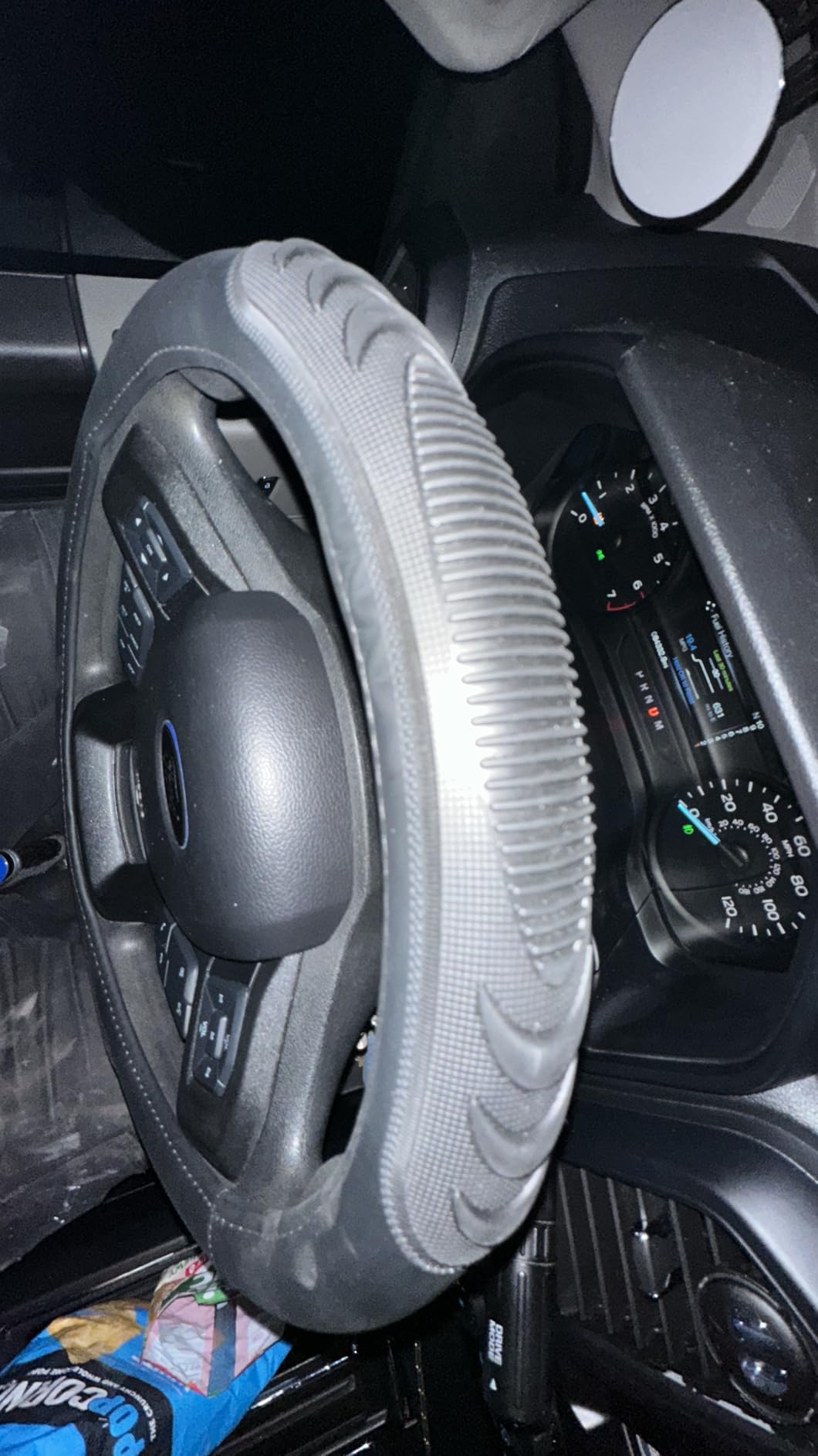 Yangday Leather Steering Wheel Cover for Ford F150 F250 F350, 15.5-16 inches Car Steering Wheel Cover with Anti-Slip Massage Particle (Black) customer photo 2