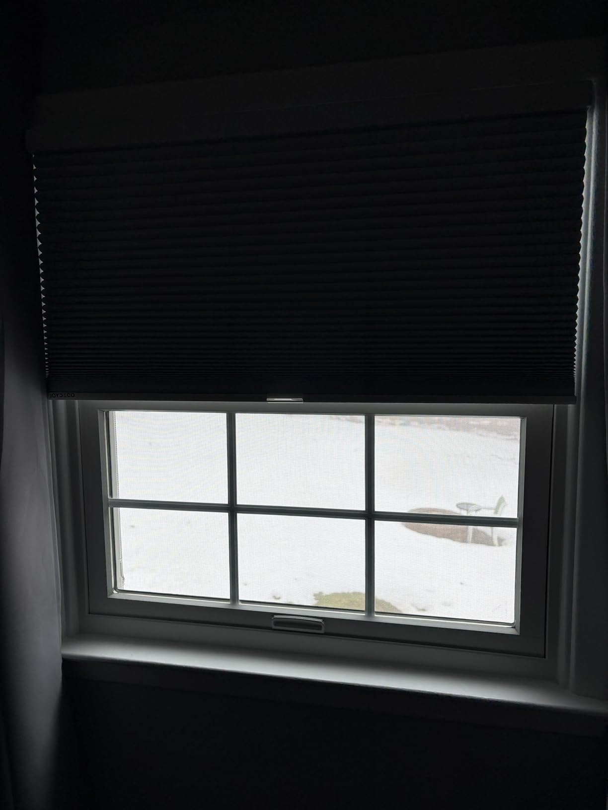 Joydeco Cellular Shades Cordless, 35 Inch Wide Blackout Cellular Blinds for Windows, Waterproof Honeycomb Blinds White Window Coverings for Bedroom, Living Room, Office, Kitchen (35