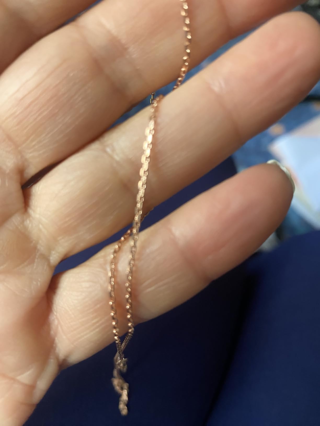 Jewlpire 18k Gold Plated 925 Sterling Silver Chain Necklace for Women, 1.1mm Cable Chains Necklace Thin & Dainty & Sturdy Women's Chain Necklaces, 14/16/17/18/20/22/24 Inches customer photo 2