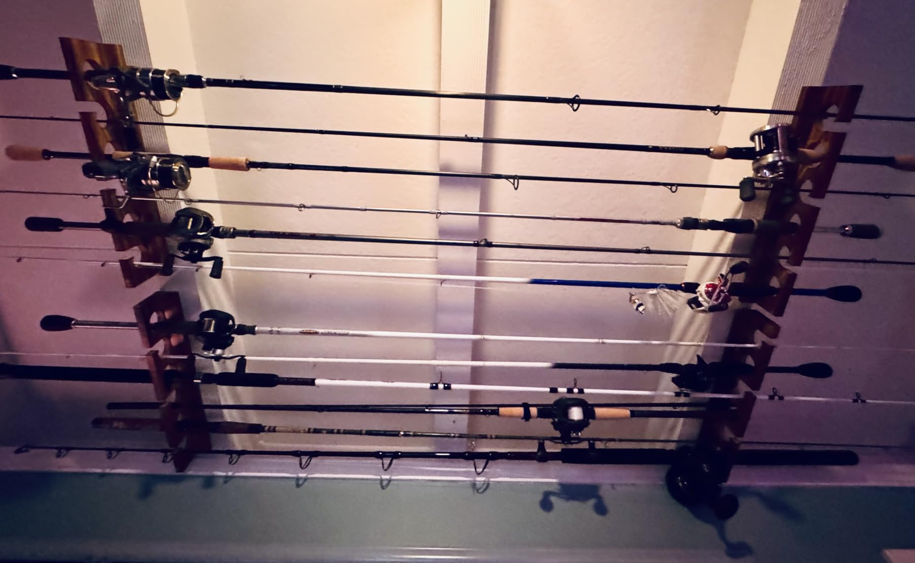 Ghosthorn Holds Up to 12 Rods Fishing Pole Rod Racks Wall or Ceiling Mounted Fishing Pole Rod Holders for Garage Storage Organizer customer photo 1