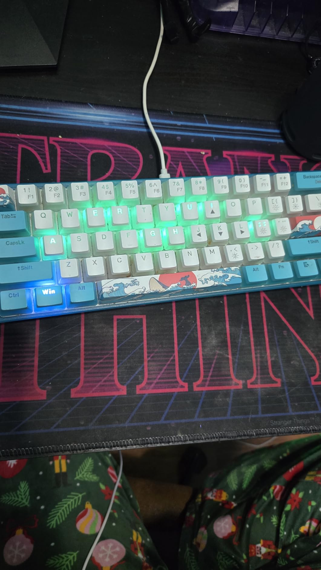 Womier 60% Percent Keyboard, WK61 V2 Mechanical RGB Wired Gaming Keyboard, Hot-Swappable Creamy Key Board with PBT Keycaps, Linear Red Switch for Windows/MAC (Blue) customer photo 1