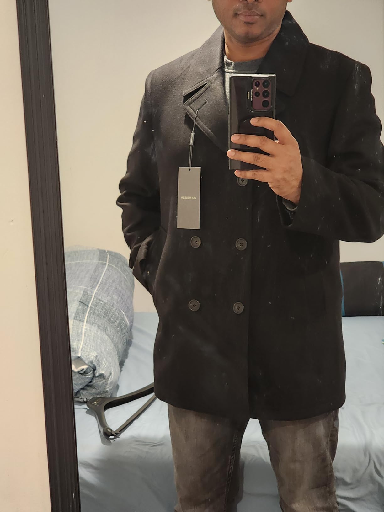 Van Heusen Men's Tatton Classic Double Breasted Peacoat customer photo 1