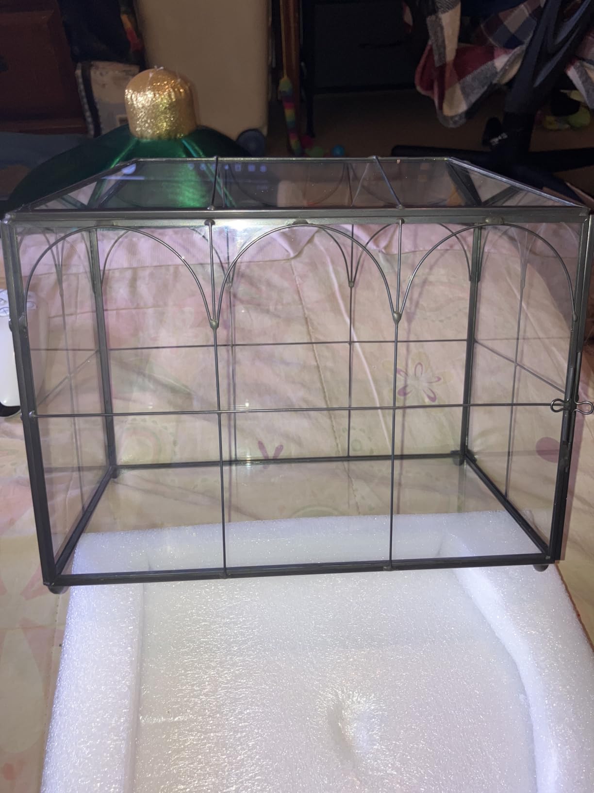 Glass Wedding Card Box with Slot, 12.6 inch Large Clear Card Box Gold Brass Gift Card Storage Box with Lock for Wedding Receptions, Baby Shower, Birthday Party, Bridal Shower customer photo 1