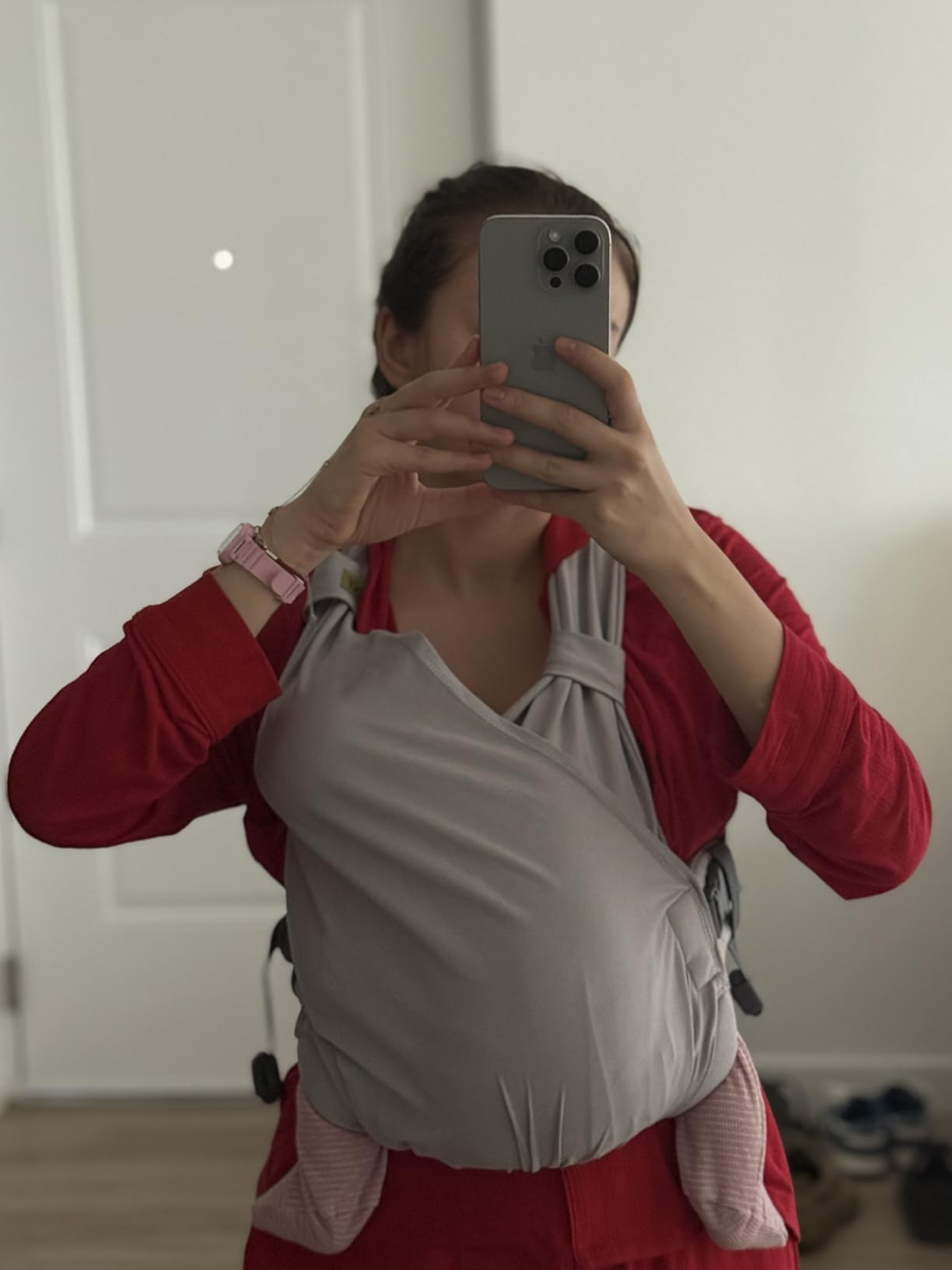 Boba Bliss Pre-Wrapped Baby Wrap Carrier, Newborn Sling, Gray | Stretchy Hybrid Sling that slips on in seconds, no tying, Hip-Healthy certified with Head Support for newborns 0-18 months. customer photo 1