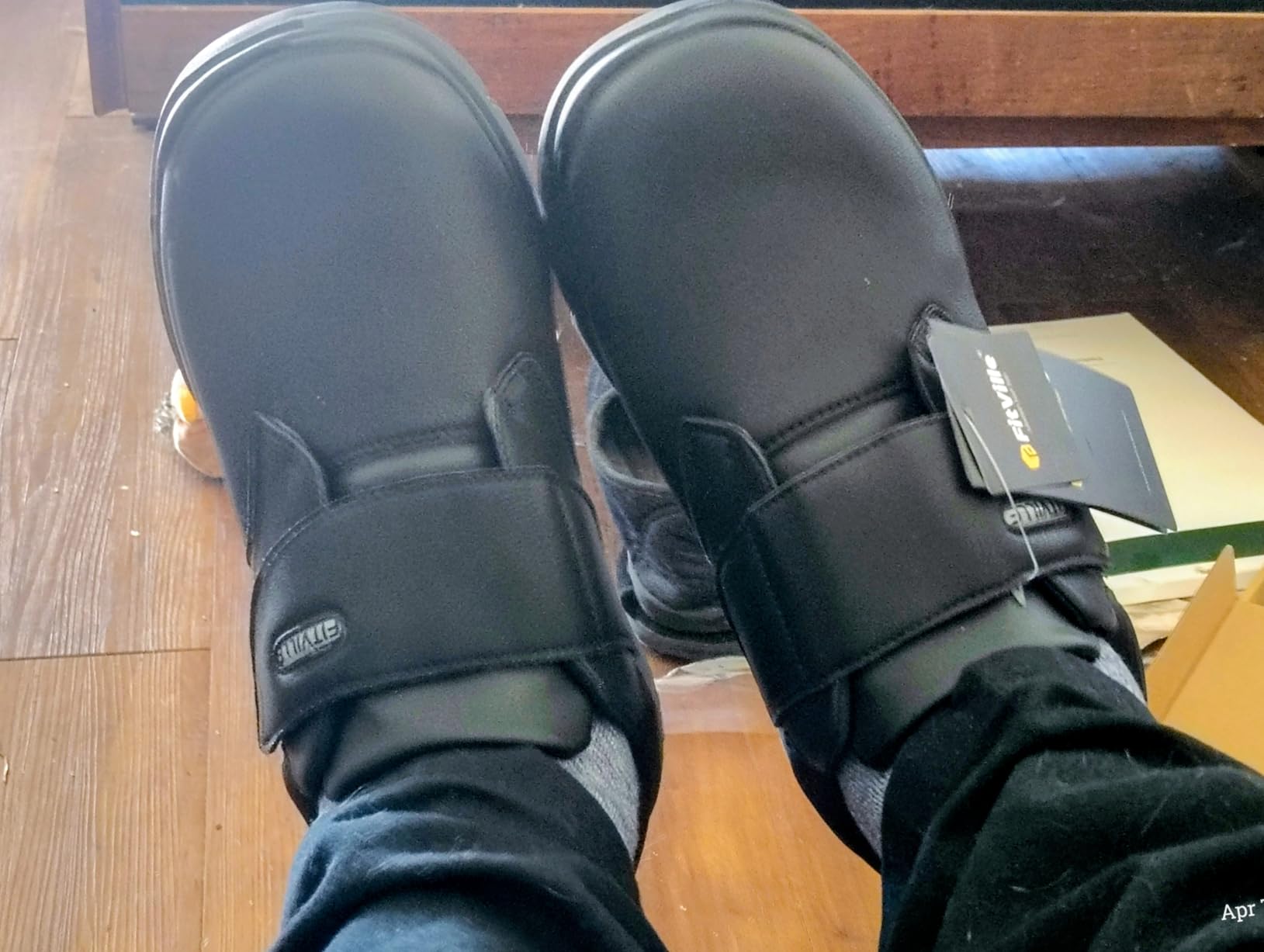 FitVille Diabetic Shoes for Men Extra Wide Comfortable Leather Walking Shoes Hook & Loop Orthopedic Dress Sneakers for Edema and Swollen Feet customer photo 2