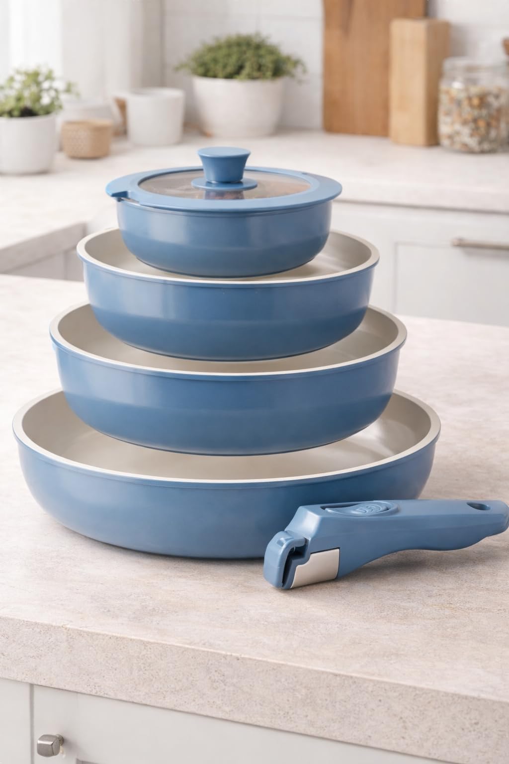 Redchef Ceramic Pots and Pans Set Non Stick, Nonstick Kitchen Cookware Sets, Non Toxic Pots and Pans Set Non Stick, PFAS PFOA & PTFE Free, Detachable Handle Pots and Pans 5 Piece, RV Cookware customer photo 1