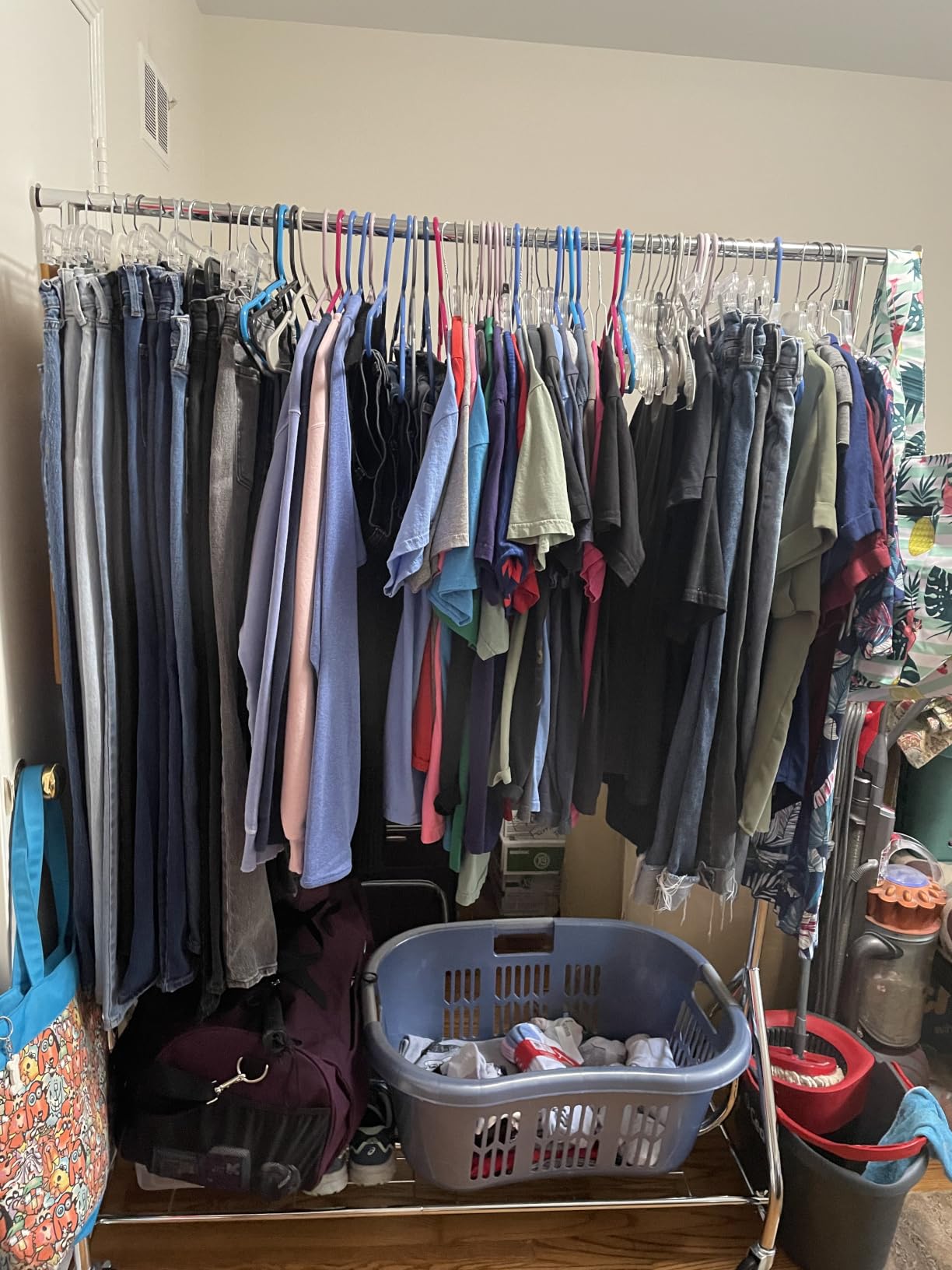 HYSEYY Heavy Duty Clothes Rack Load 450 LBS, Metal Garment Rack, Standing Rolling Clothing Rack for Hanging Clothes with Sturdy Wheels & Shelves, Portable Closet Wardrobe Rack, Silver customer photo 1