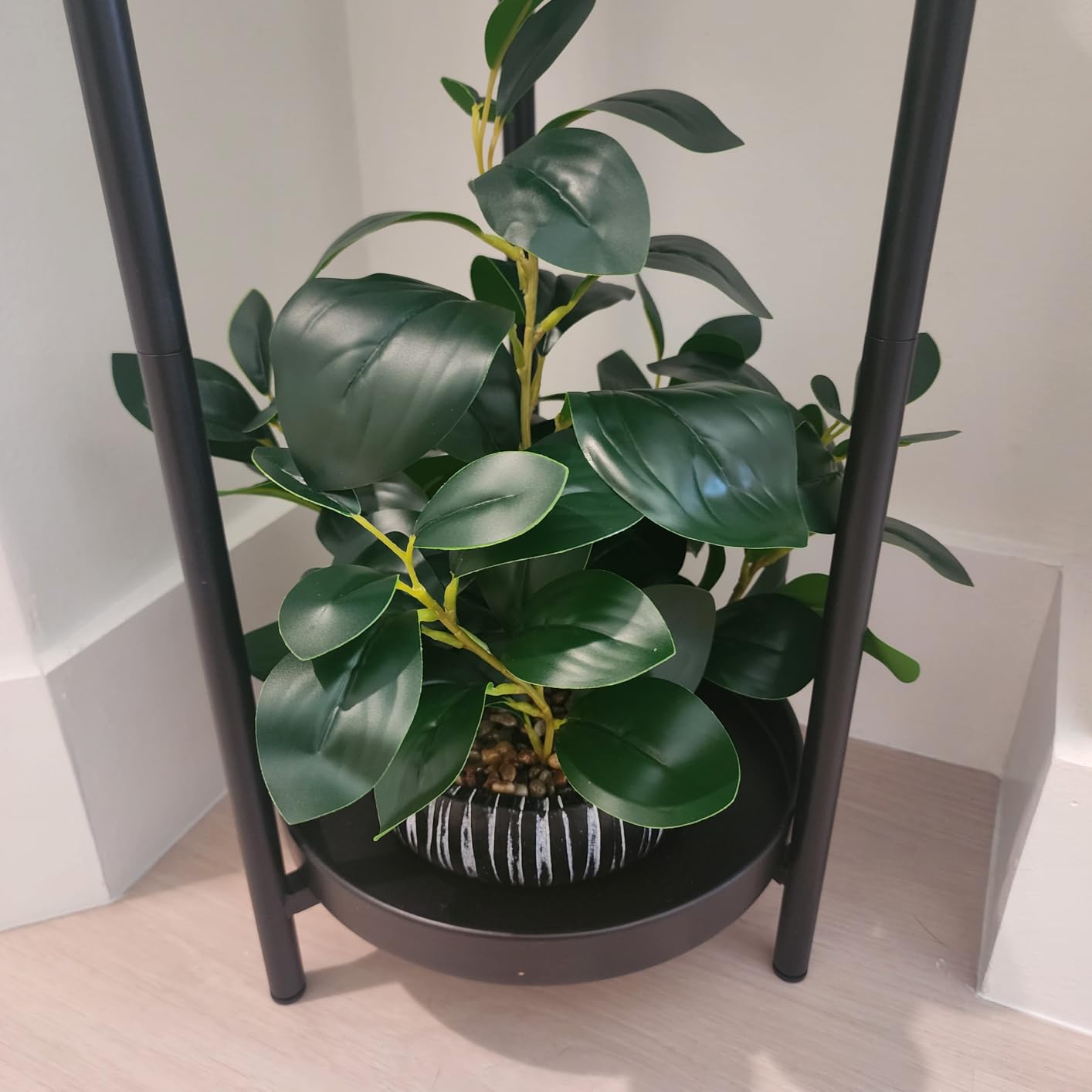 AlphaAcc Artificial Plants Decor Greenery Fake Succulents Indoor Potted Fake Plant with Rustic Black Clay Planter for Home Decor Farmhouse Room Bathroom Bedroom Kitchen Office Table Decor customer photo 1