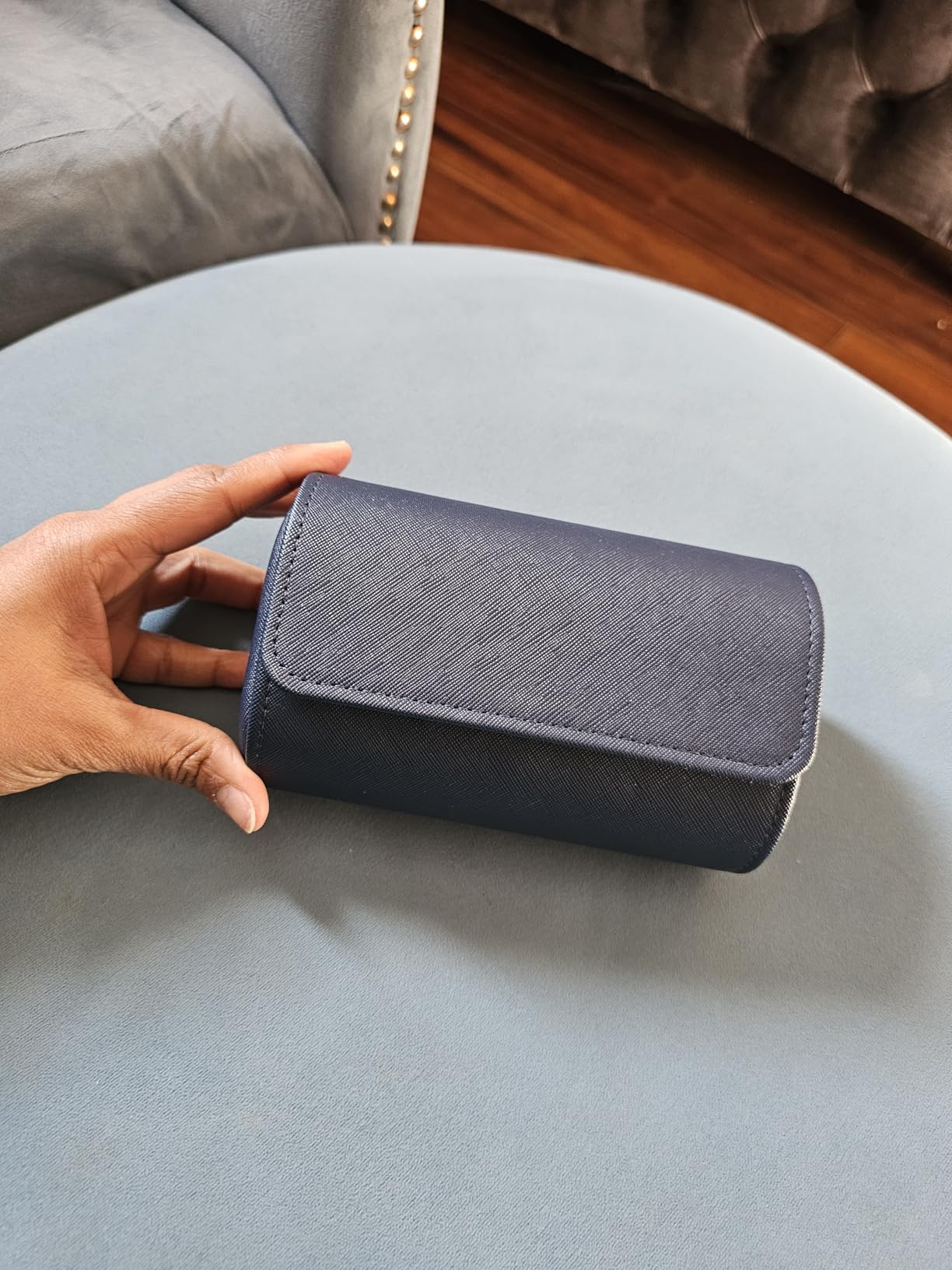 MR.OKAY 3 Watch Travel Case- Classic Leather Watch Case With Perfect Texture.Portable Watch Roll Or Organizer For Storage And Display. Luxury Gifts For Men, All Handmade by Artisans. customer photo 1