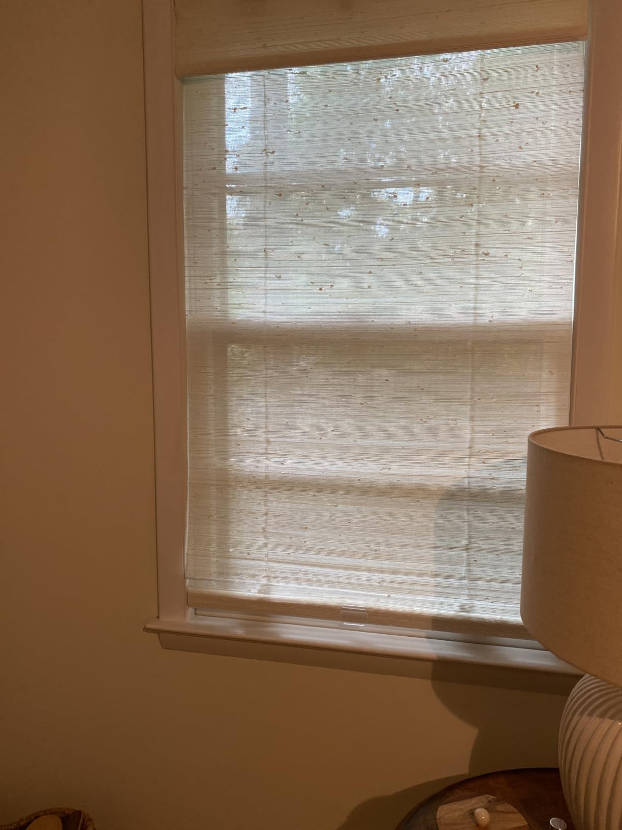TWOPAGES Natural Cordless Ramie Roman Shade No Drill Customized Roman Blind Light Filtering Blackout Roman Window Shade for Windows, Beige, 1 Piece customer photo 2