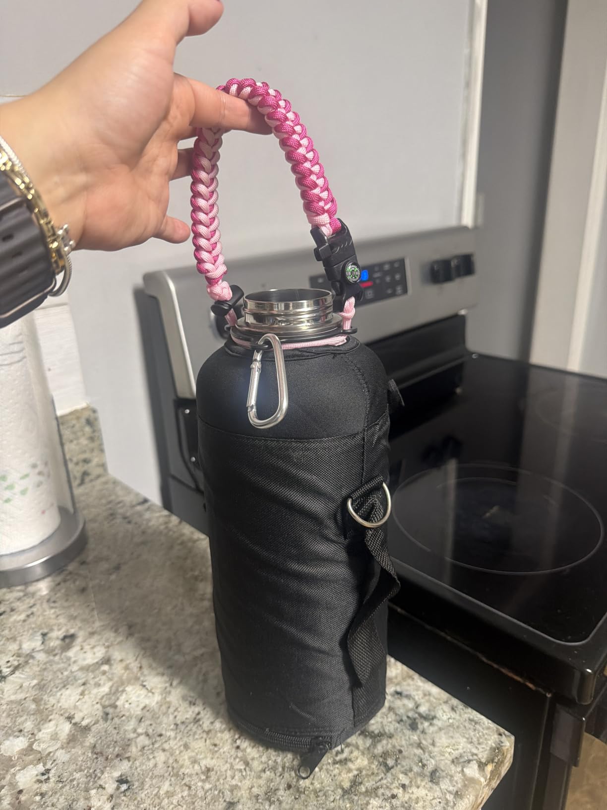 RAYMYLO Insulated Water Bottle 40 oz, Triple Wall Vacuum Stainless Steel (Cold for 36Hrs, Hot for 18Hrs), Leak Proof & Non-BPA, Modern Water Flask Jug with Paracord Handle & Straw Spout Lids customer photo 2