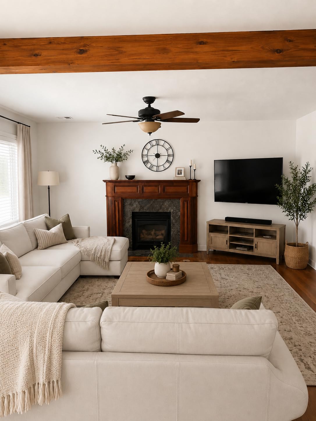 Pytha Sight 30 Inch Extra Large Giant Wall Clock, Oversized Round Silent Vintage Industrial Black Metal Farmhouse Big Roman Numeral Wall Clocks for Living Room customer photo 1