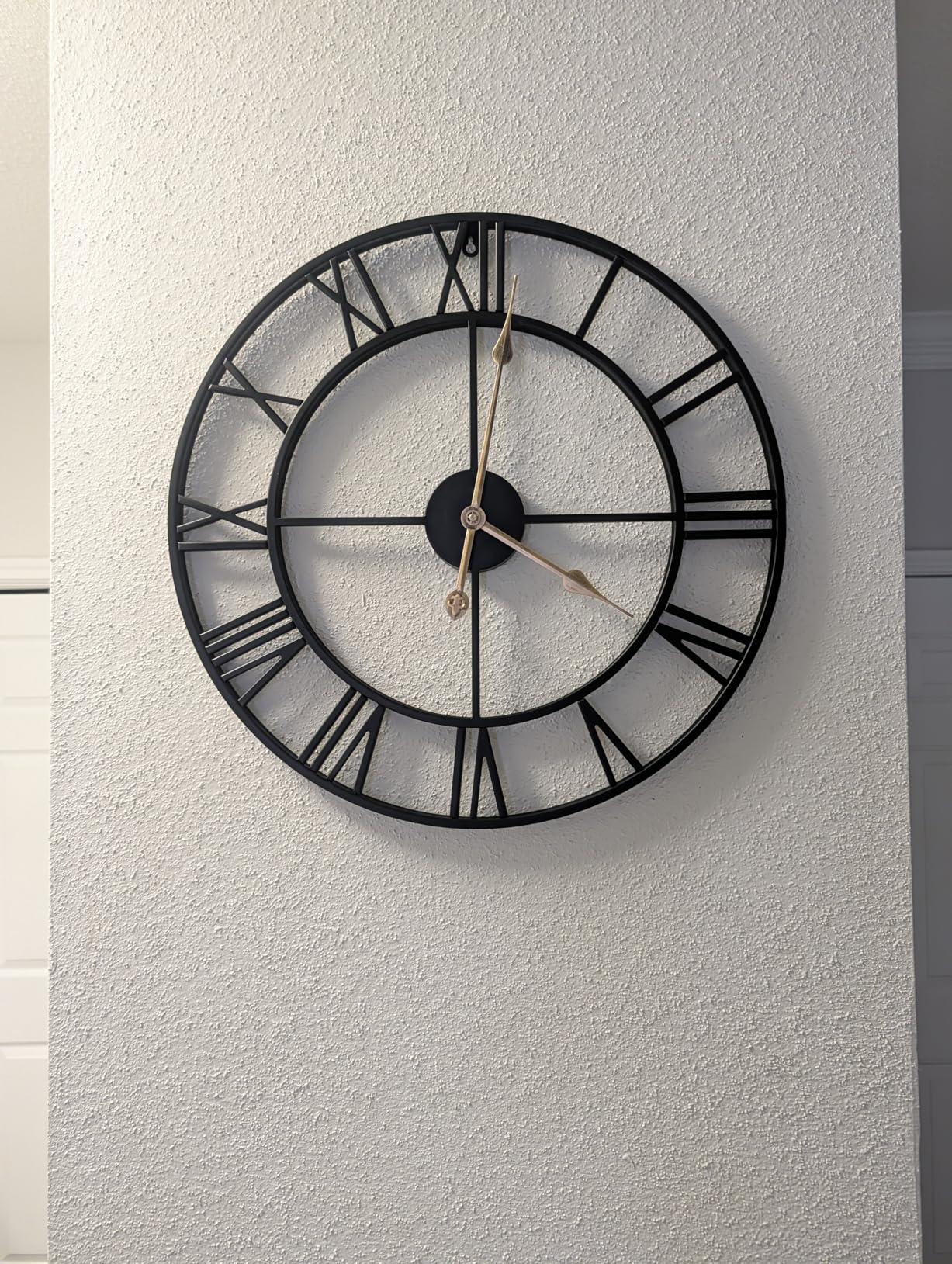 Pytha Sight 30 Inch Extra Large Giant Wall Clock, Oversized Round Silent Vintage Industrial Black Metal Farmhouse Big Roman Numeral Wall Clocks for Living Room customer photo 2