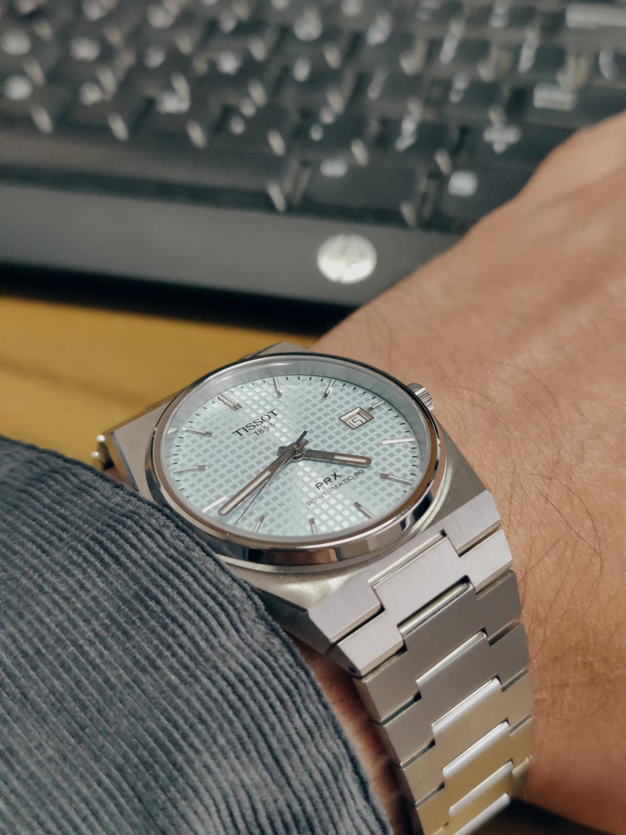 Tissot PRX Powermatic 80 316L Stainless Steel case, Swiss Automatic Watch for Men & Women, Ice Blue Dial, Stainless Steel, (T1374071135100) customer photo 1