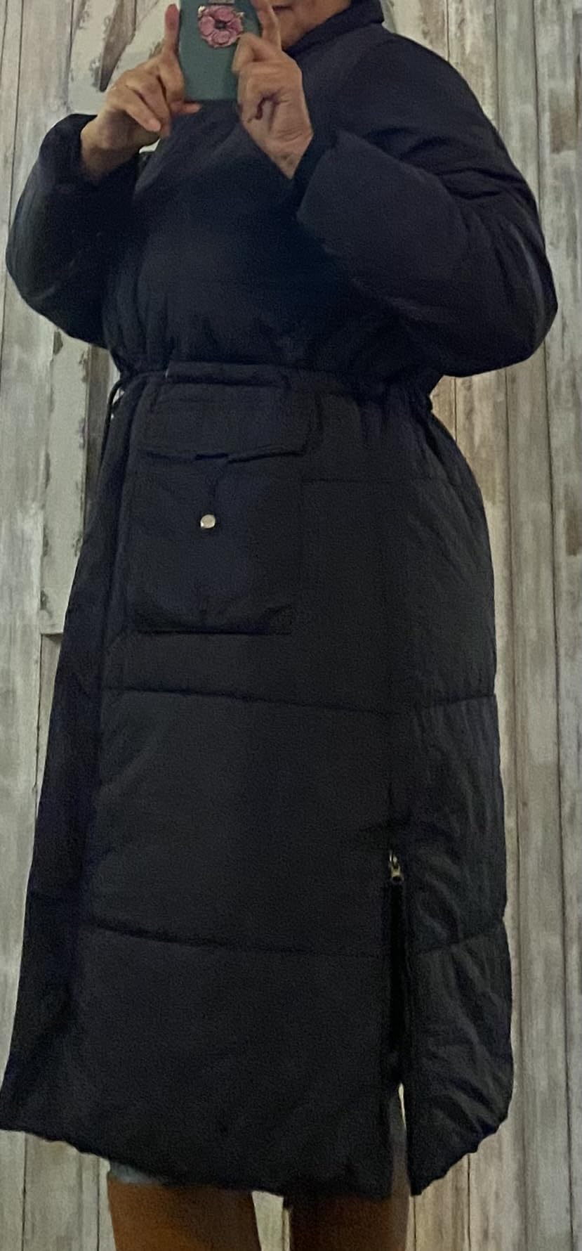 MOERDENG Women's Long Winter Puffer Coat Waterproof Warm Maxi Down Jacket Faux Fur Removable Hood Parka customer photo 2