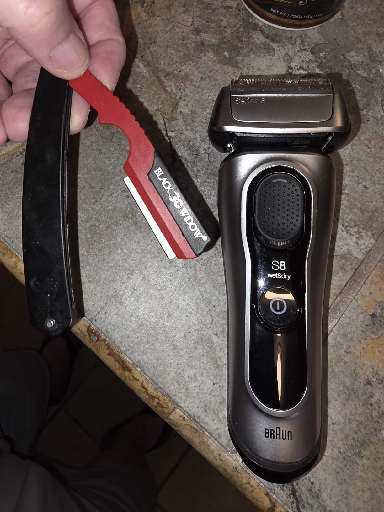 Braun Series 8 Electric Razor for Men, with 4+1 Shaving Elements & Precision Long Hair Trimmer, Close & Gentle Even on Dense Beards, Wet & Dry Electric Razor with 60min Runtime, 8517s Galvano Silver customer photo 1