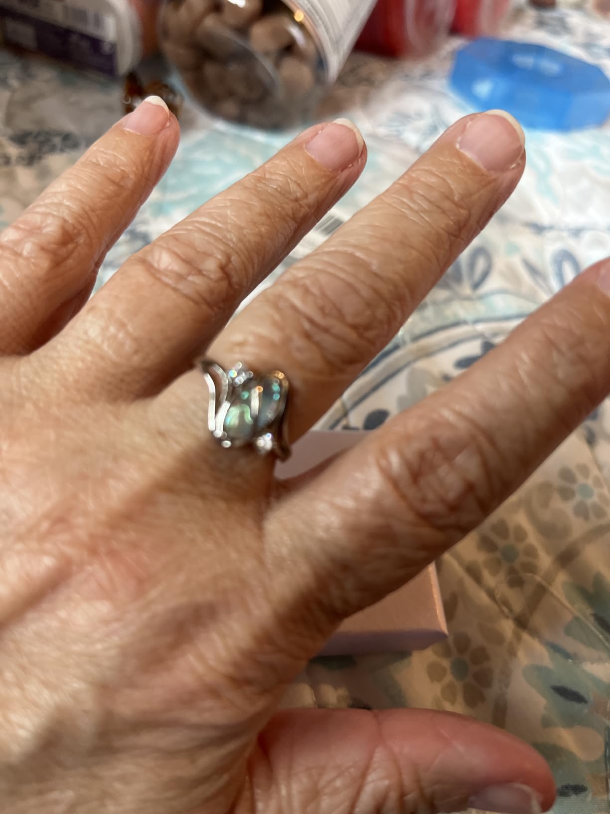 ADRAMATA 925 Sterling Silver Rings for Women Moonstone Ring Rainbow Cubic Zirconia Accents Ring Solitaire Gemstone Statement Rings 18K Gold Plated Silver Rings customer photo 2