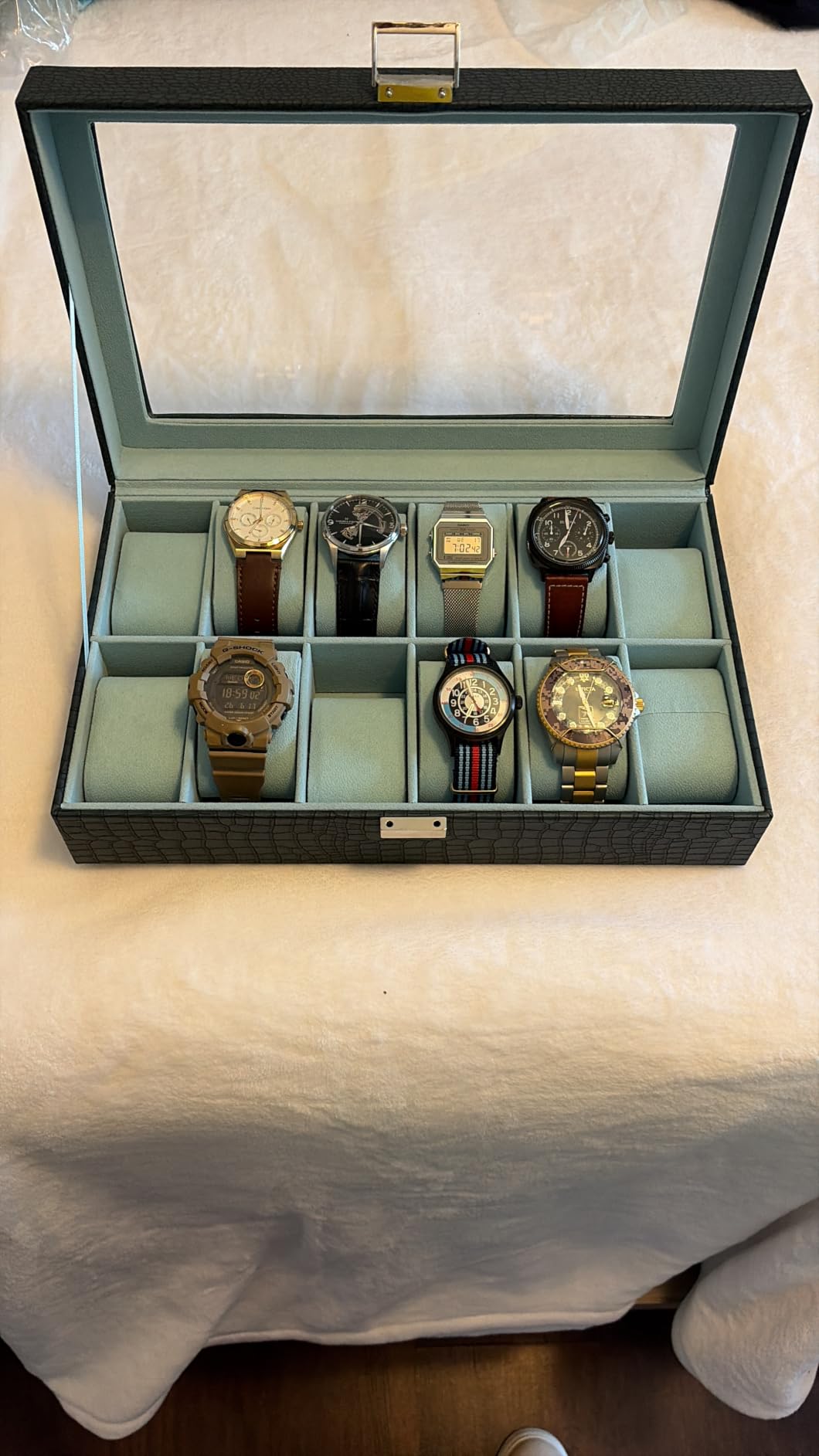ProCase Watch Box Organizer, Fathers Day Gift for Dad, 12 Slot Watch Display Case With Glass Lid, Watch Storage Holder Mens Watch Case, Anniversary Birthday Gifts -12 Slot, Brown customer photo 2