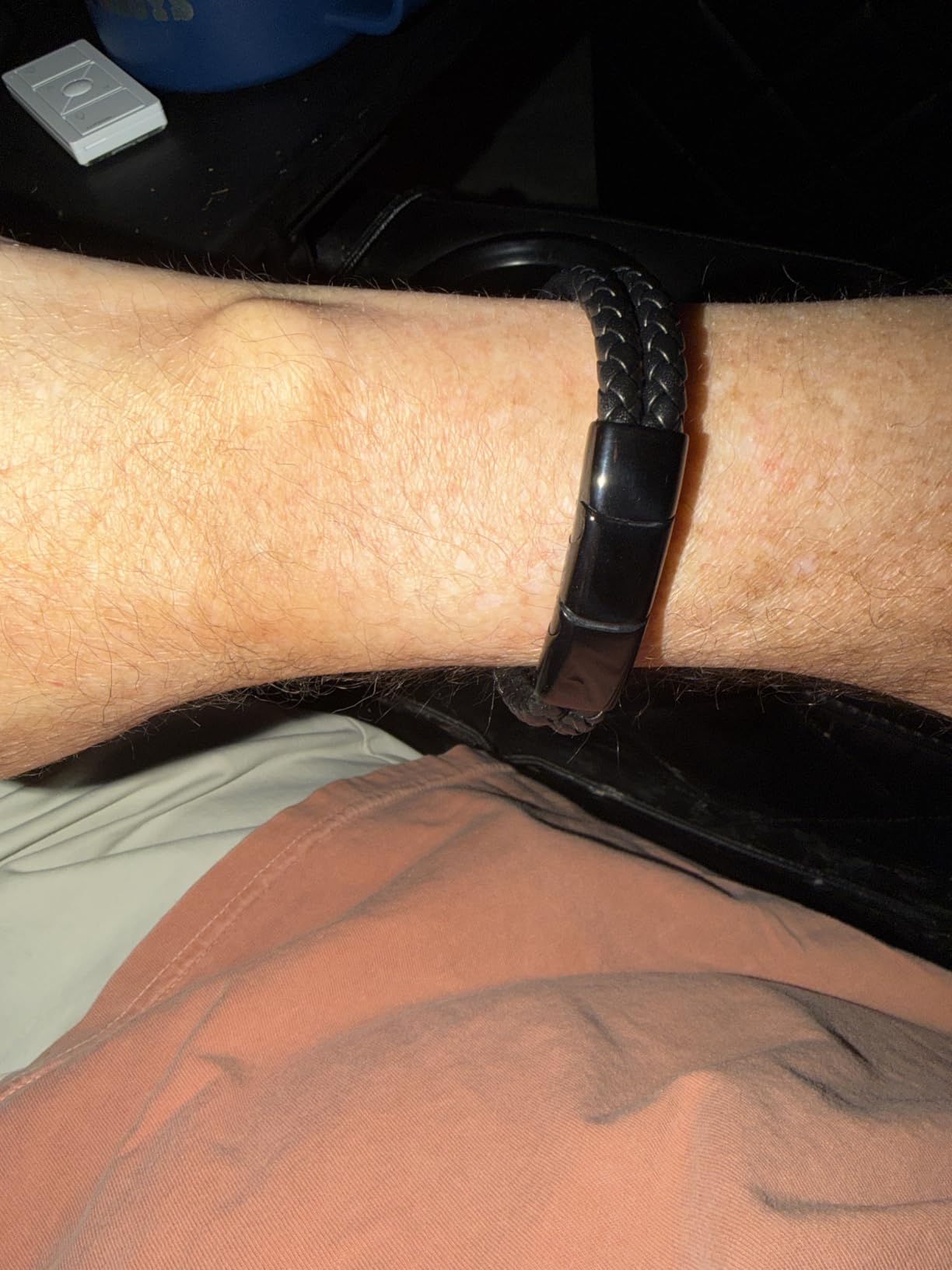 Black Leather Bracelets for Men - Premium Artisan Handcrafted Collection - Single, Stacked, & Double Strand Braided Leather, Onyx Stone & Silver Chain Designs customer photo 1