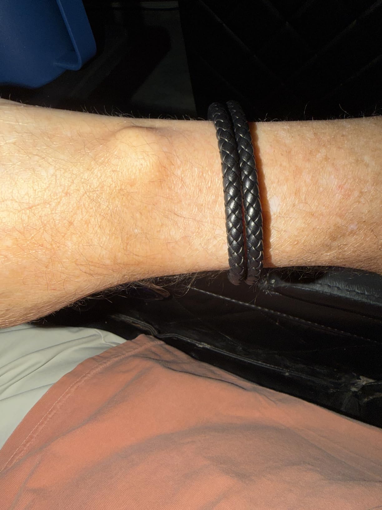 Black Leather Bracelets for Men - Premium Artisan Handcrafted Collection - Single, Stacked, & Double Strand Braided Leather, Onyx Stone & Silver Chain Designs customer photo 2