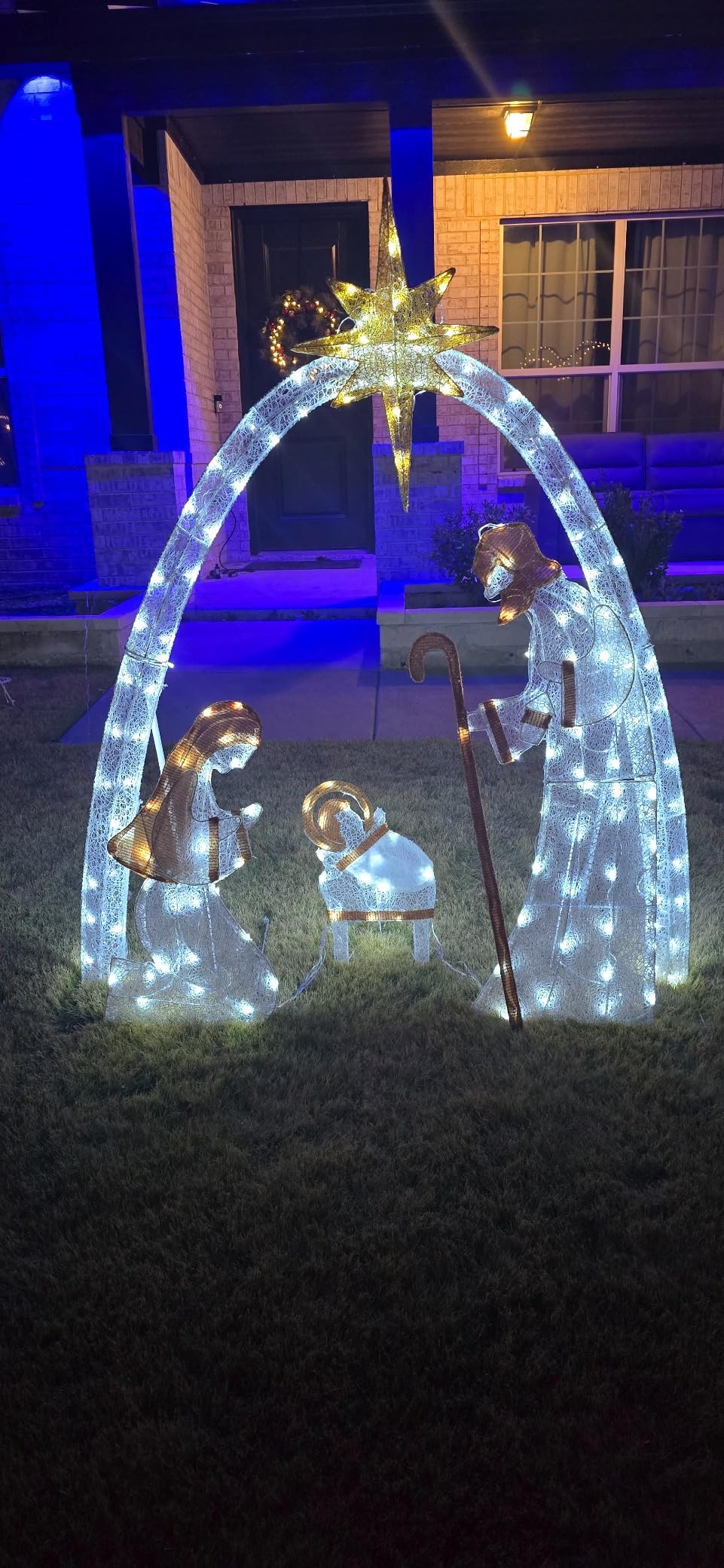 MUPATER Lighted Outdoor Christmas Decoration Nativity Scene, Lighted Christmas Yard Decor Set for Lawn and Home Holiday Party with Lights, Zip Ties and Ground Stakes, Gold customer photo 2