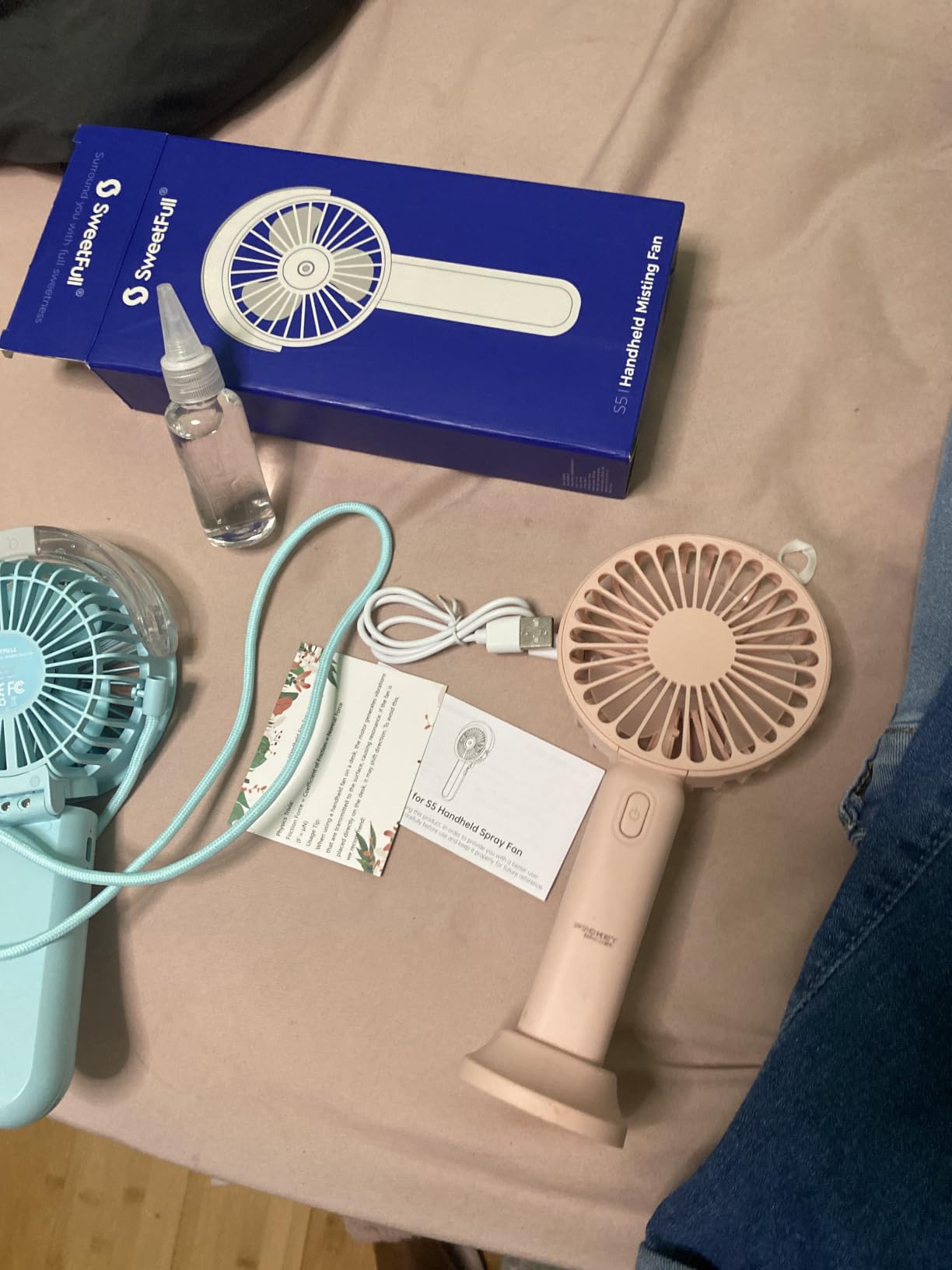 SWEETFULL Portable Misting Fan - 180° Foldable Handheld Personal Fan with Mist Spray, 3 Speeds, 30ml Water Tank, USB Rechargeable for Travel, Outdoors, Makeup, Camping, Home, and Office Use customer photo 2