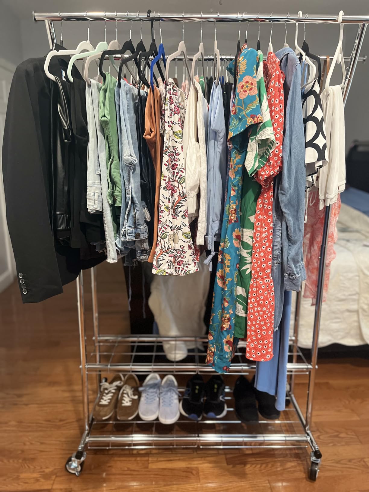 HYSEYY Heavy Duty Clothes Rack, Rolling Clothing Rack With Shelves Load 620 LBS, Double Rod Clothing Racks for Hanging Clothes, Portable & Adjustable Clothes Rack with Wheels Garment Rack customer photo 1