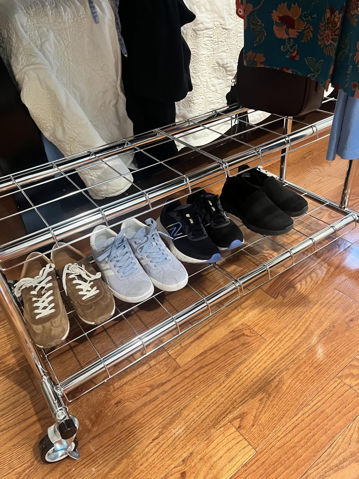 HYSEYY Heavy Duty Clothes Rack, Rolling Clothing Rack With Shelves Load 620 LBS, Double Rod Clothing Racks for Hanging Clothes, Portable & Adjustable Clothes Rack with Wheels Garment Rack customer photo 2