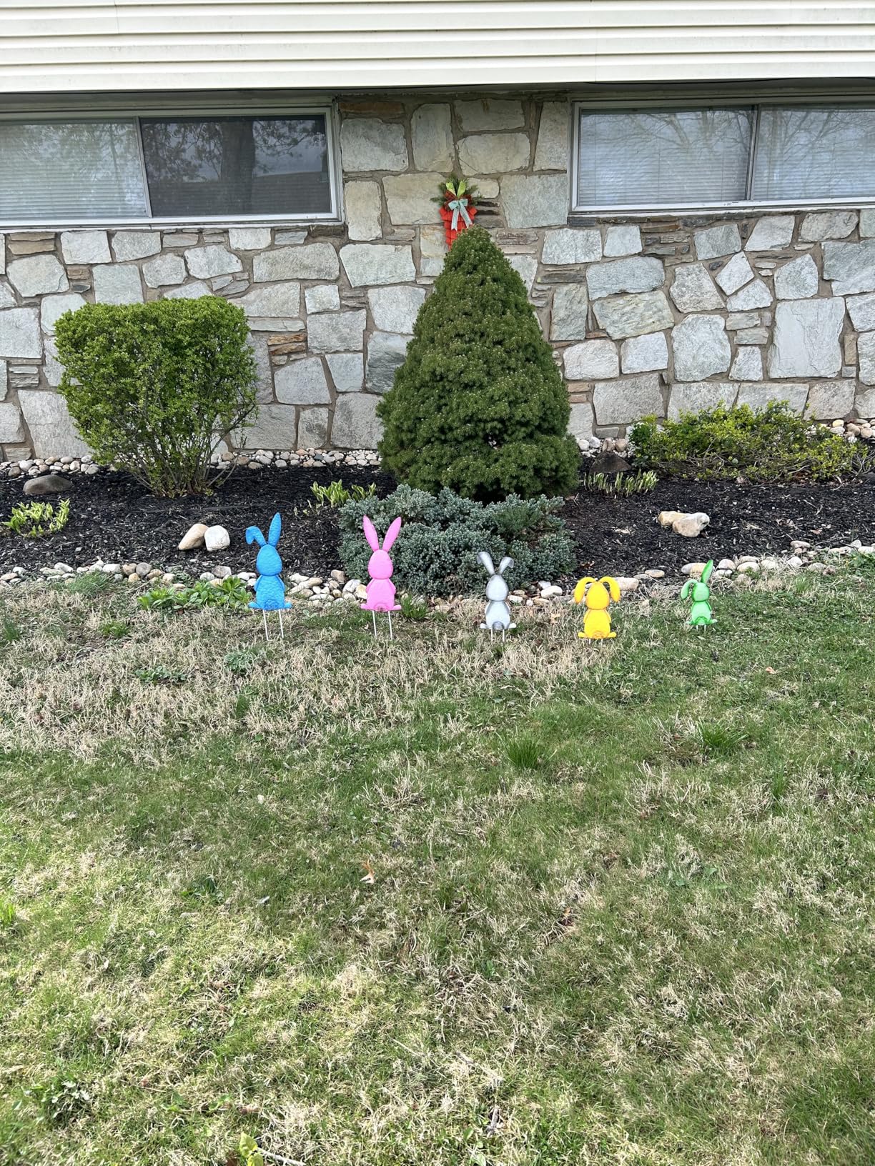 5 Pack Multicolored Easter Bunny Signs with Stakes, Metal Standing Rabbit Yard Signs for Garden Decor customer photo 1