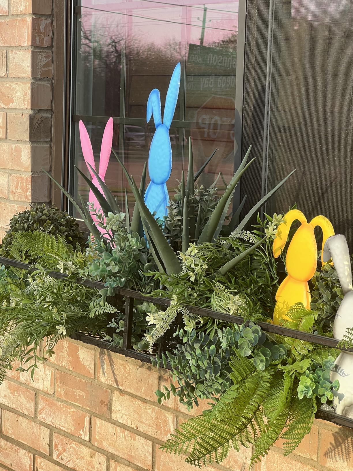 5 Pack Multicolored Easter Bunny Signs with Stakes, Metal Standing Rabbit Yard Signs for Garden Decor customer photo 2