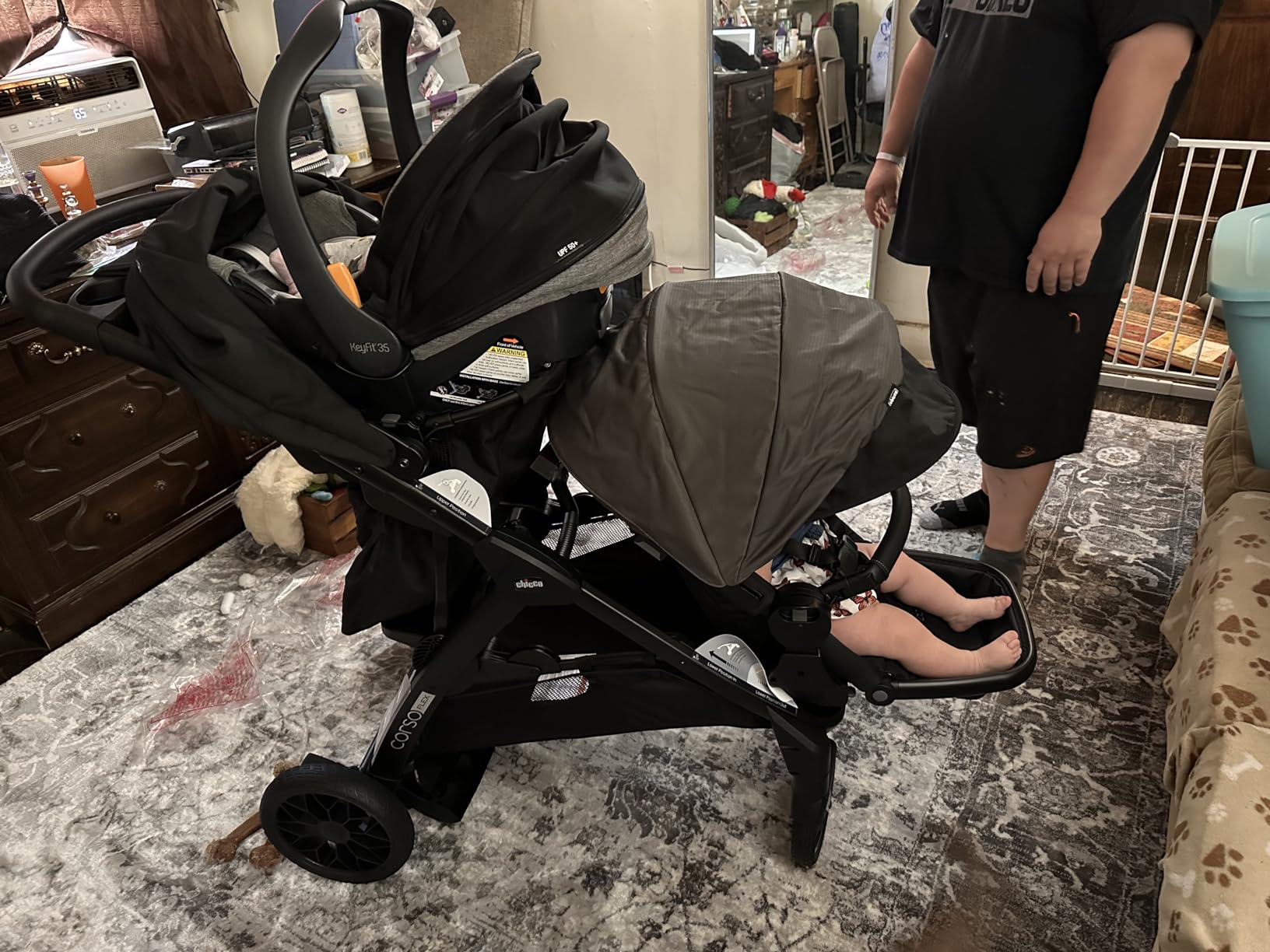 Chicco Corso Flex Convertible Stroller, Single to Double, Compact Fold | Legend Black, single to double stroller, sit or stand, UPF 50+ canopy, all-wheel suspension, car seat compatible customer photo 2