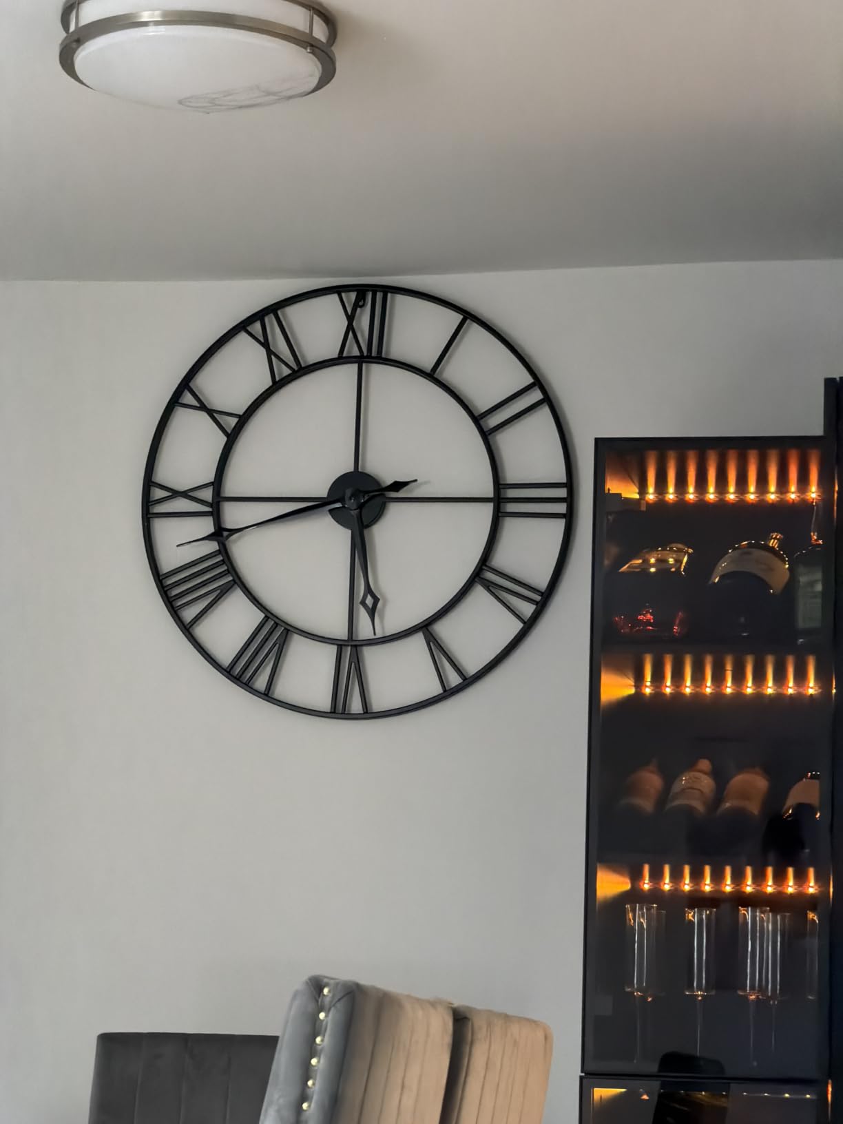 CLXEAST Silent 24 Inch Wall Clocks for Living Room Decor, Large Black Metal Roman Numeral Wall Clocks for Modern Farmhouse Home Decor customer photo 2