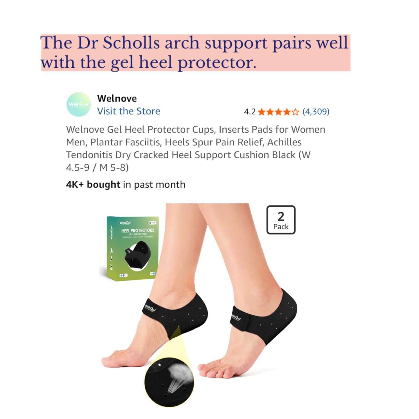 Dr. Scholl's Plantar Fasciitis & Achy Feet Relief Arch Support Sleeve, Cushioned Arch Support, Compression Band, Foam Pad Insert, Non Slip Sole, All-Day Wear Morning to Night, Unisex 1 Pair customer photo 2