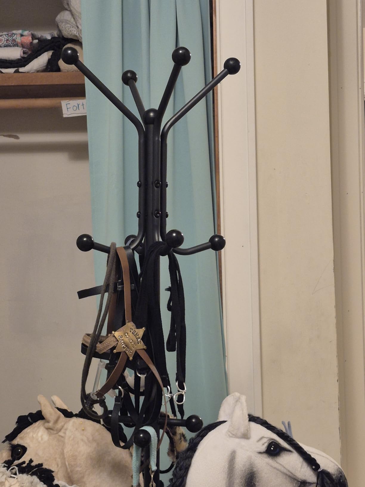 Hoctieon Coat Rack Freestanding, Coat Tree with Umbrella Holder, Metal Coat Rack Stand with 12 Hooks, Standing Coat Hanger Stand, Umbrella Stand for Entryway, Hat Rack Stand for Home Office, Brown customer photo 2