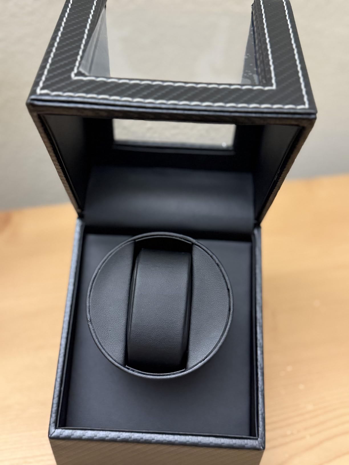 Watch Winder for Automatic Watches: Automatic Single Watch Winder Box with Japanese Quiet Motor, Rotating Watch Case in Black Carbon Fiber Leather, Gifts for Men & Collectors customer photo 2