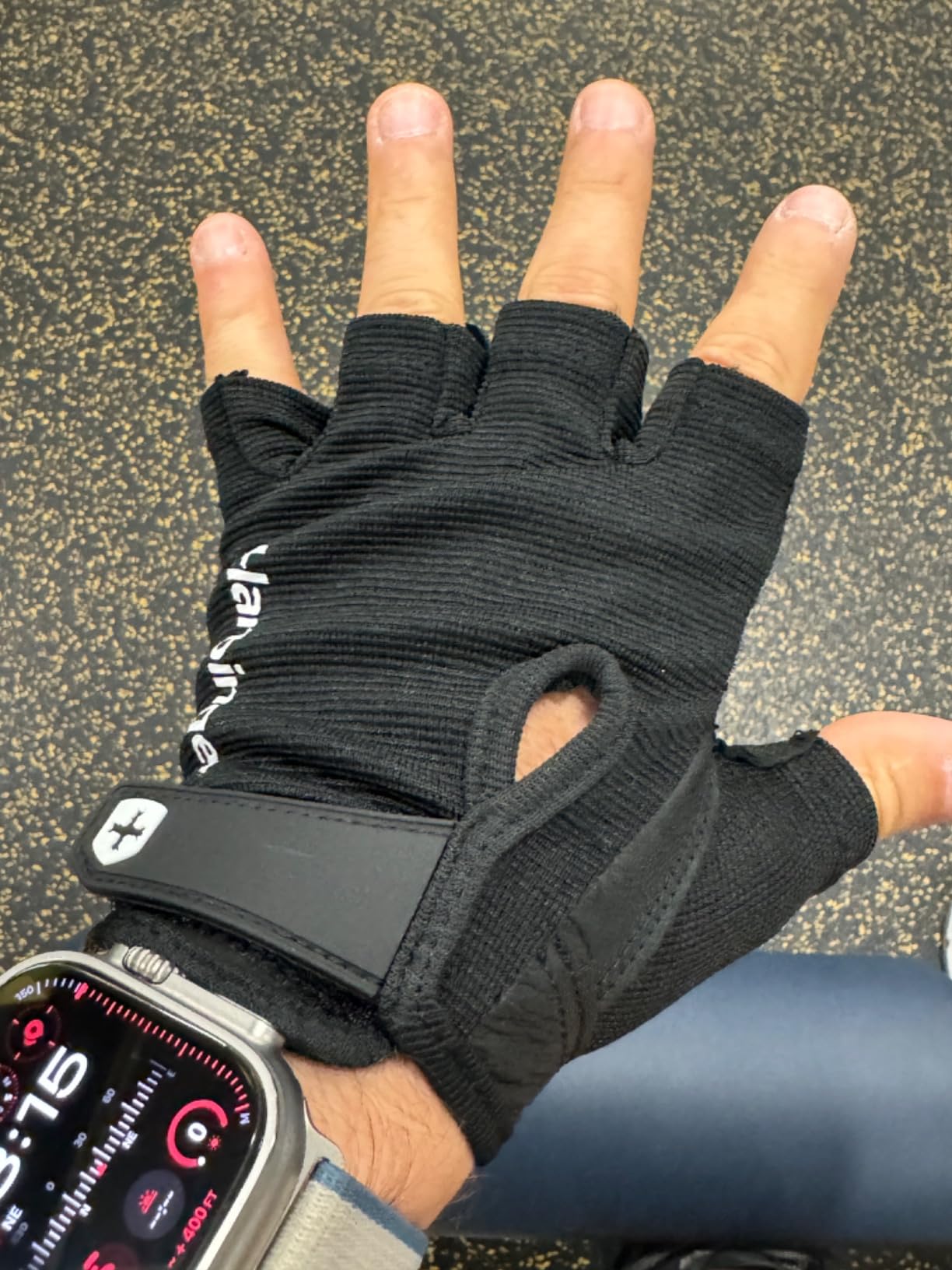 Power Gloves 3.0 - Durable Half Finger Weightlifting Gloves with Adjustable Wrist Closure, Breathable Leather Palm, Men's customer photo 2