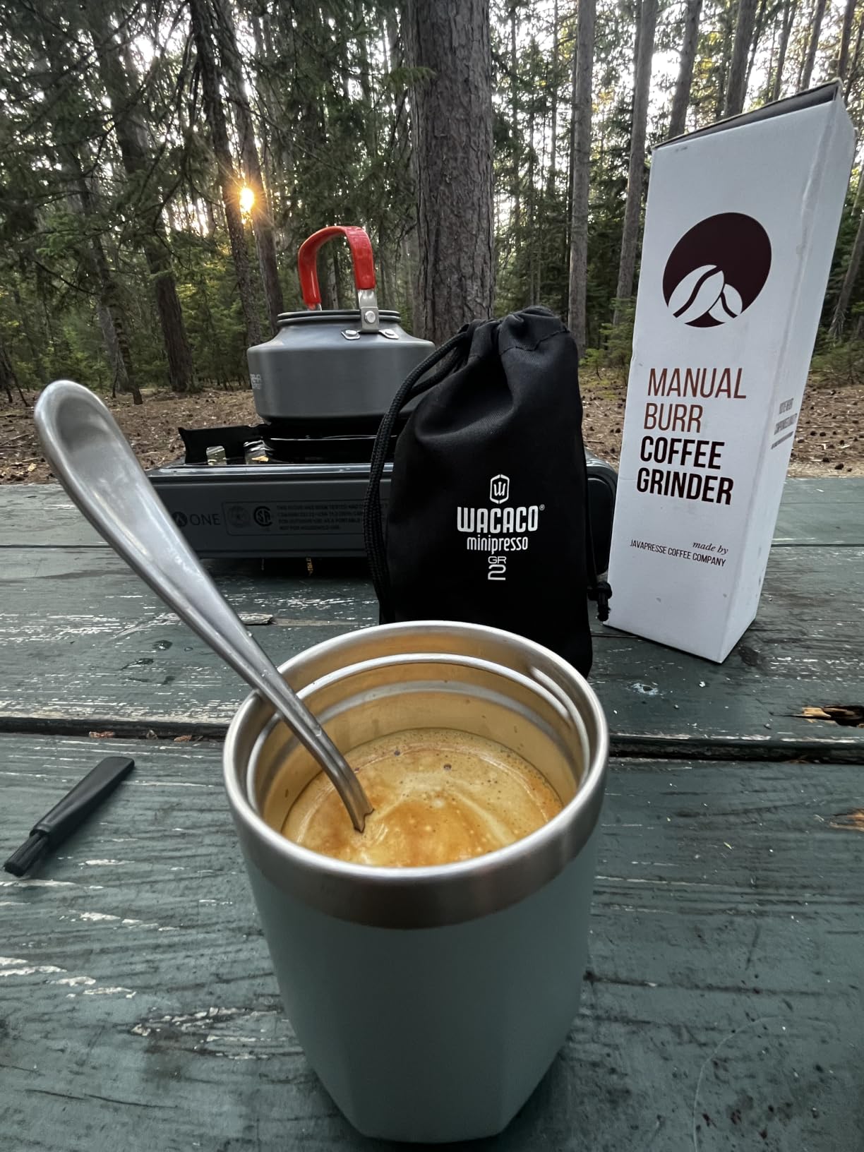 WACACO Minipresso GR2 Espresso Machine Compatible Ground Coffee, Portable Coffee Maker 18 Bar Manually Operated, Espresso Maker On The Go, Ultra-Small For Travel Camping Fishing Climbing Riding customer photo 1