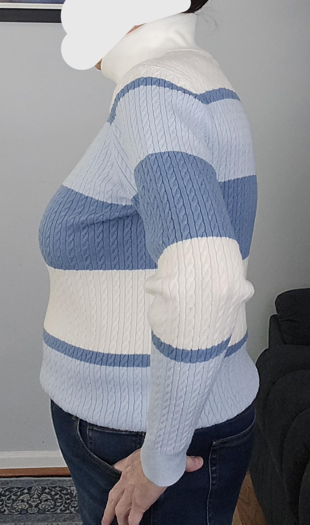 Zeagoo Womens Sweaters Turtleneck Cable Knit Long Sleeve Pullover Cute Fitted Trendy Basic Fall Winter Tops customer photo 2