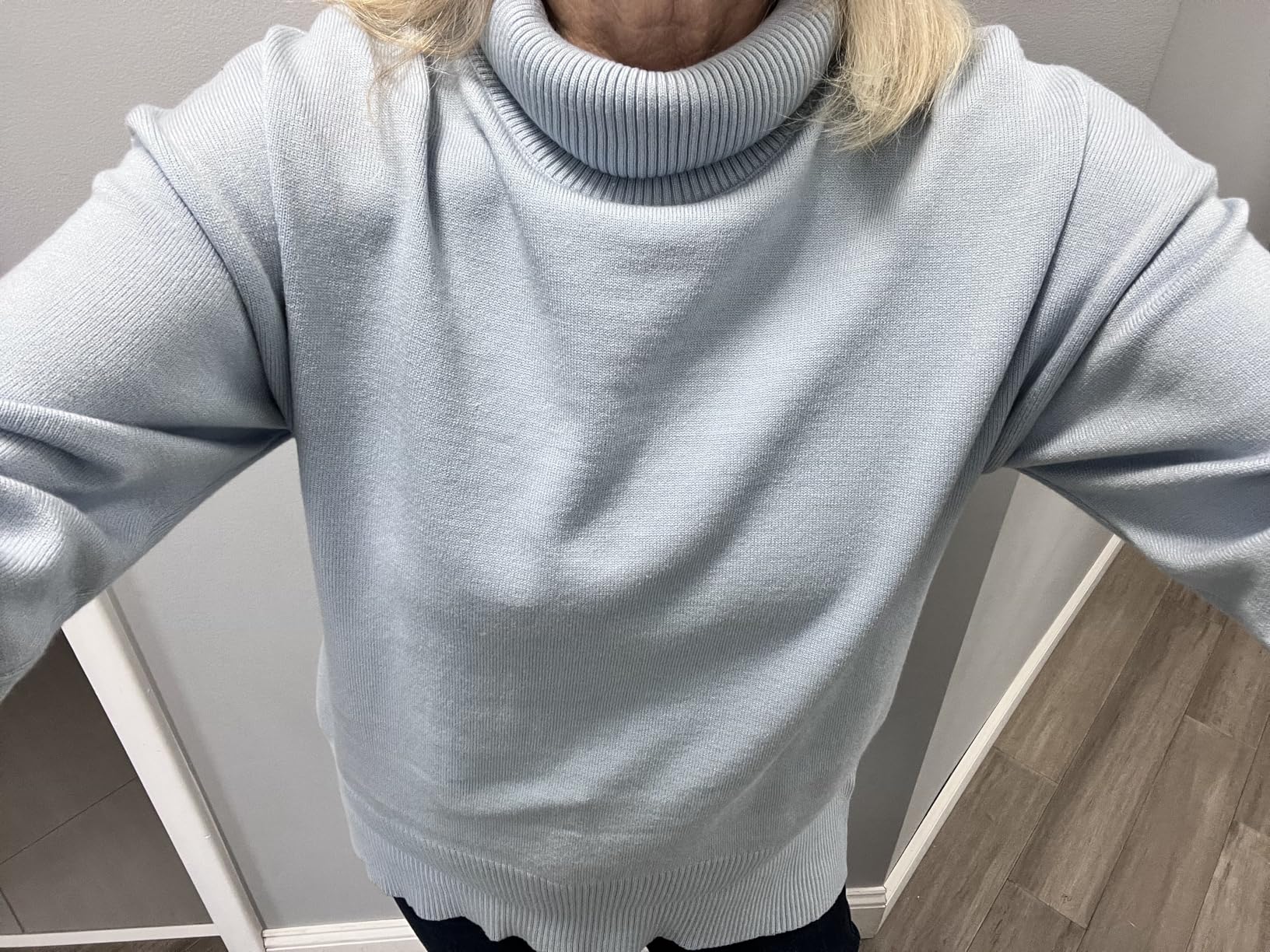 Women's Turtleneck Sweater 2026 Fall Winter Chunky Knitted Pullover High Low Hem Trendy Basic Jumper Top customer photo 1