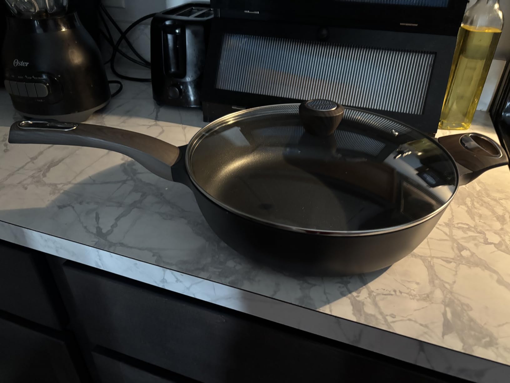 SENSARTE Ceramic Nonstick Frying Pan Skillet with Lid, 12 Inch Large Deep Frying Pan, 5 QT Saute Pan, Induction Pan, Healthy Non Toxic Cooking Pan with Helper Handle, PFOA PFAS PTFE Free customer photo 1